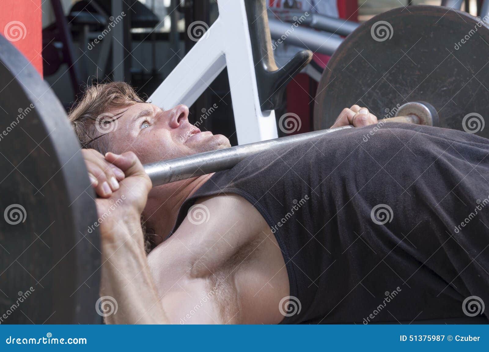 Heavy bench press stock image. Image of male, white, bench - 51375987