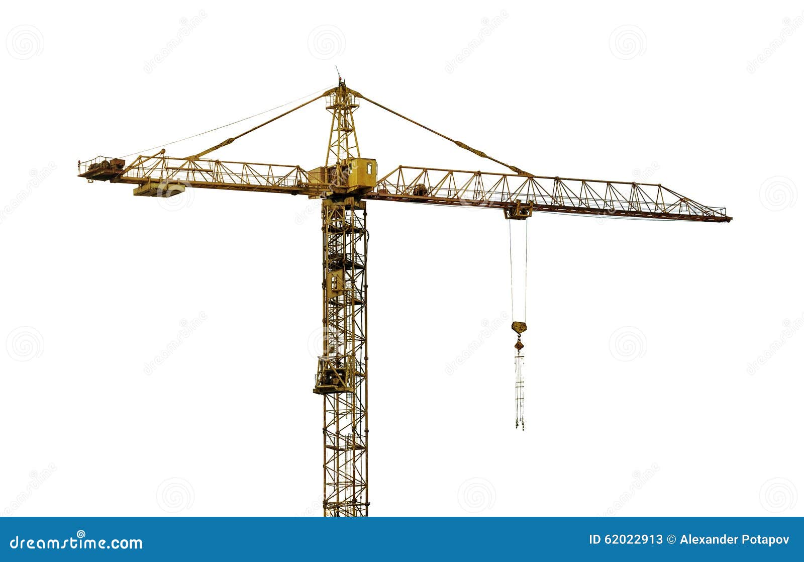 heavy dark yellow hoisting crane  on white
