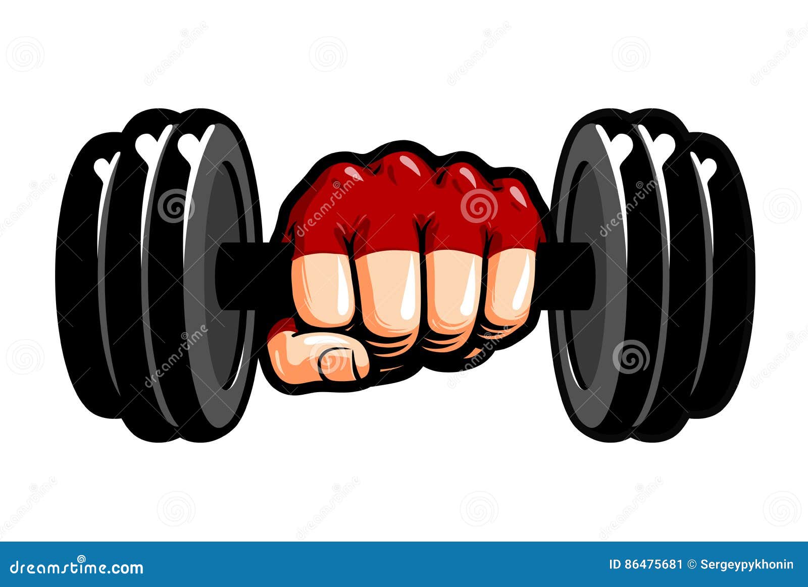 Heavy Dumbbell in Hand, Cartoon. Gym, Bodybuilding, Weightlifting Symbol  Stock Vector - Illustration of gauntlet, exercise: 86475681