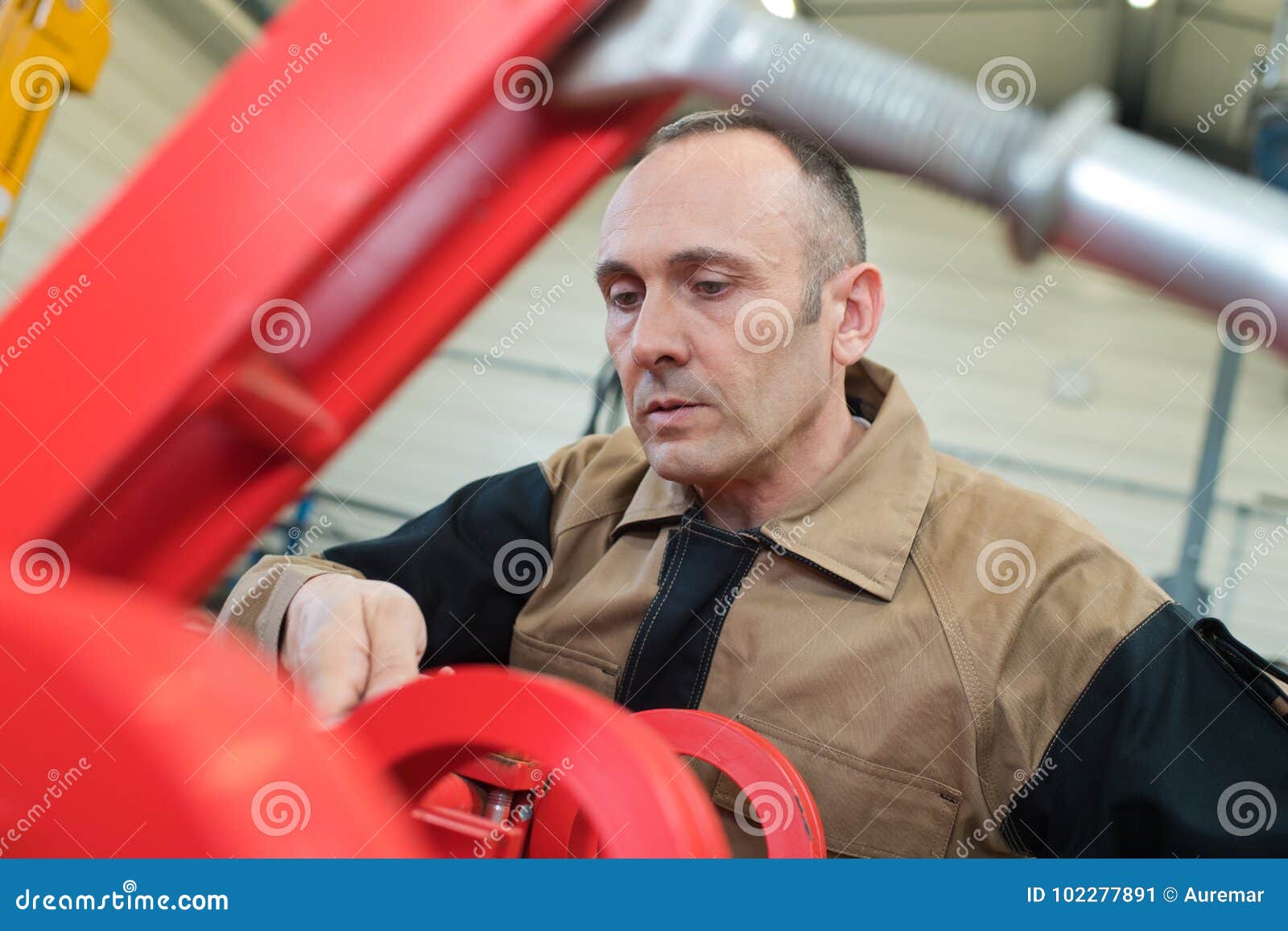 Heavy Equipment Technician Doing Work Stock Image Image of