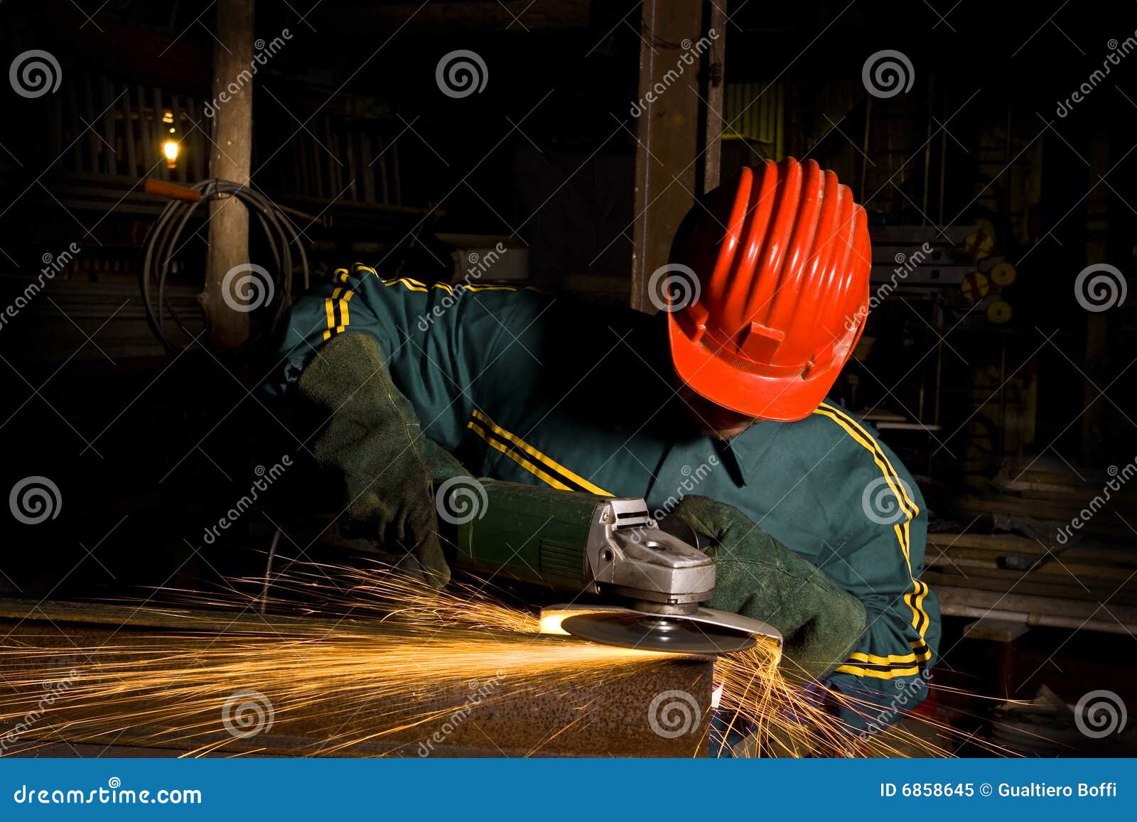 Heavy Industry Worker With Grinder Stock Image Image of grinding