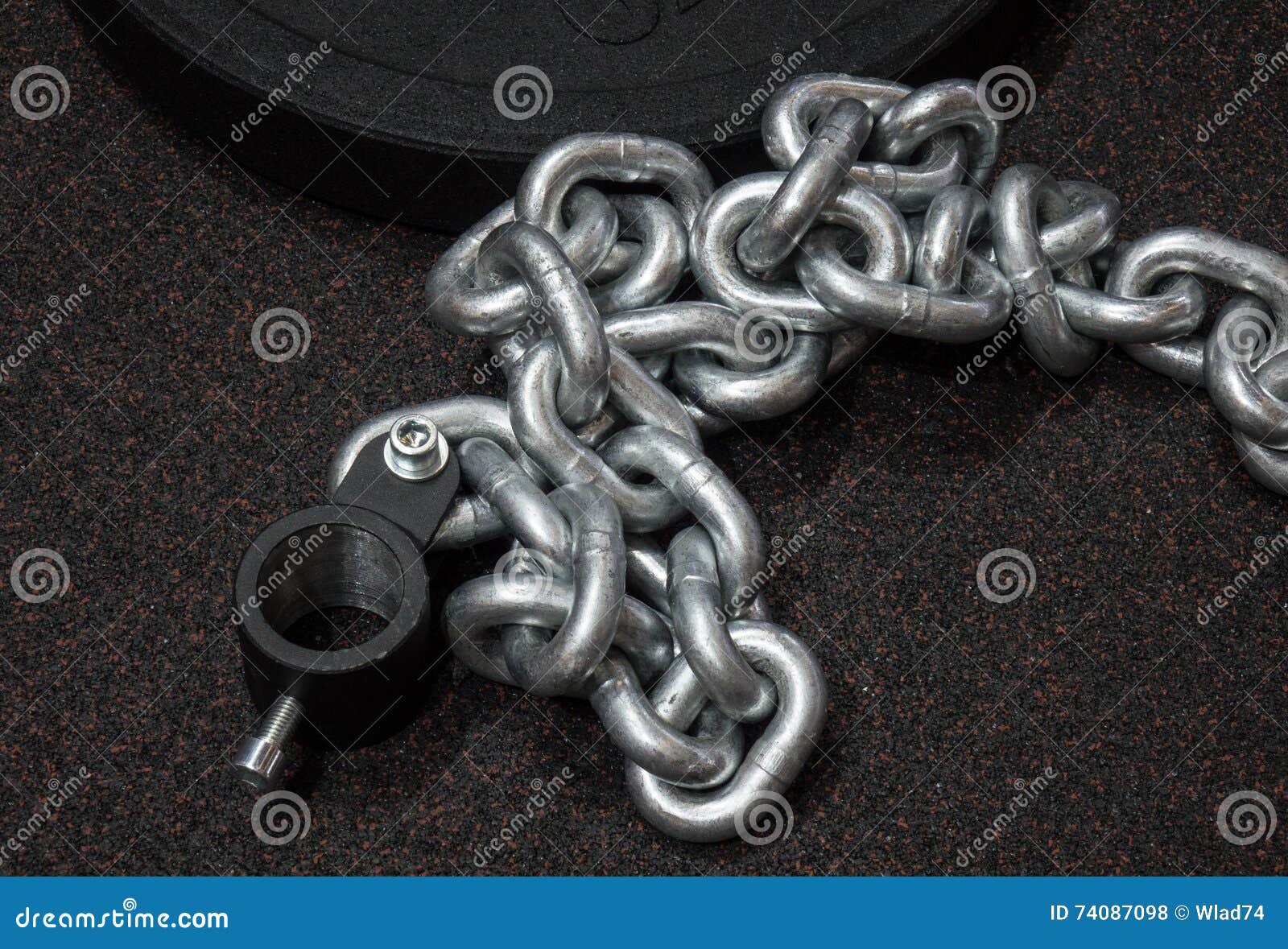 Heavy Metal Chain for Strength Training on the Floor Stock Photo