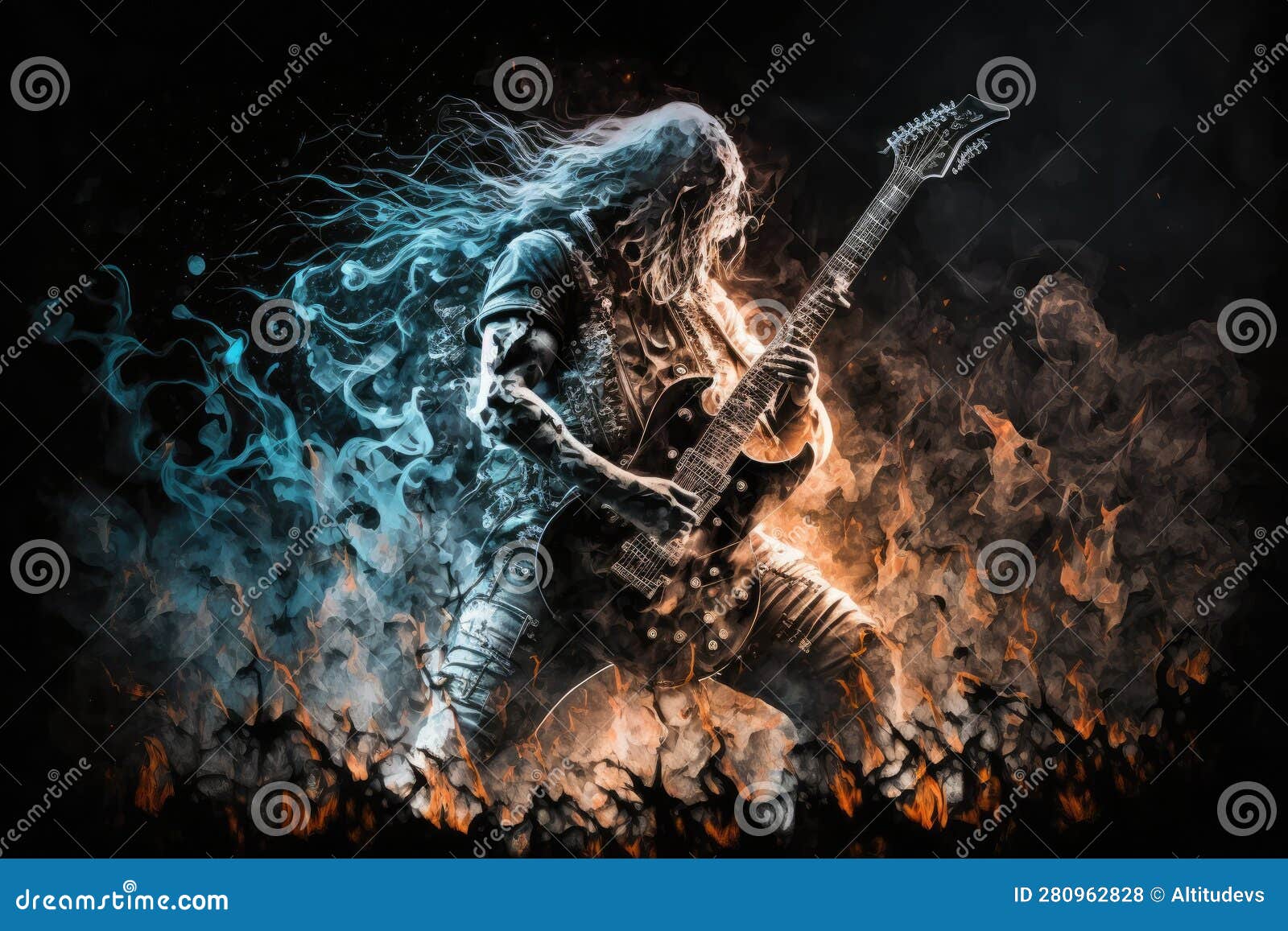 Premium Photo  Heavy metal guitarist shredding at full speed with