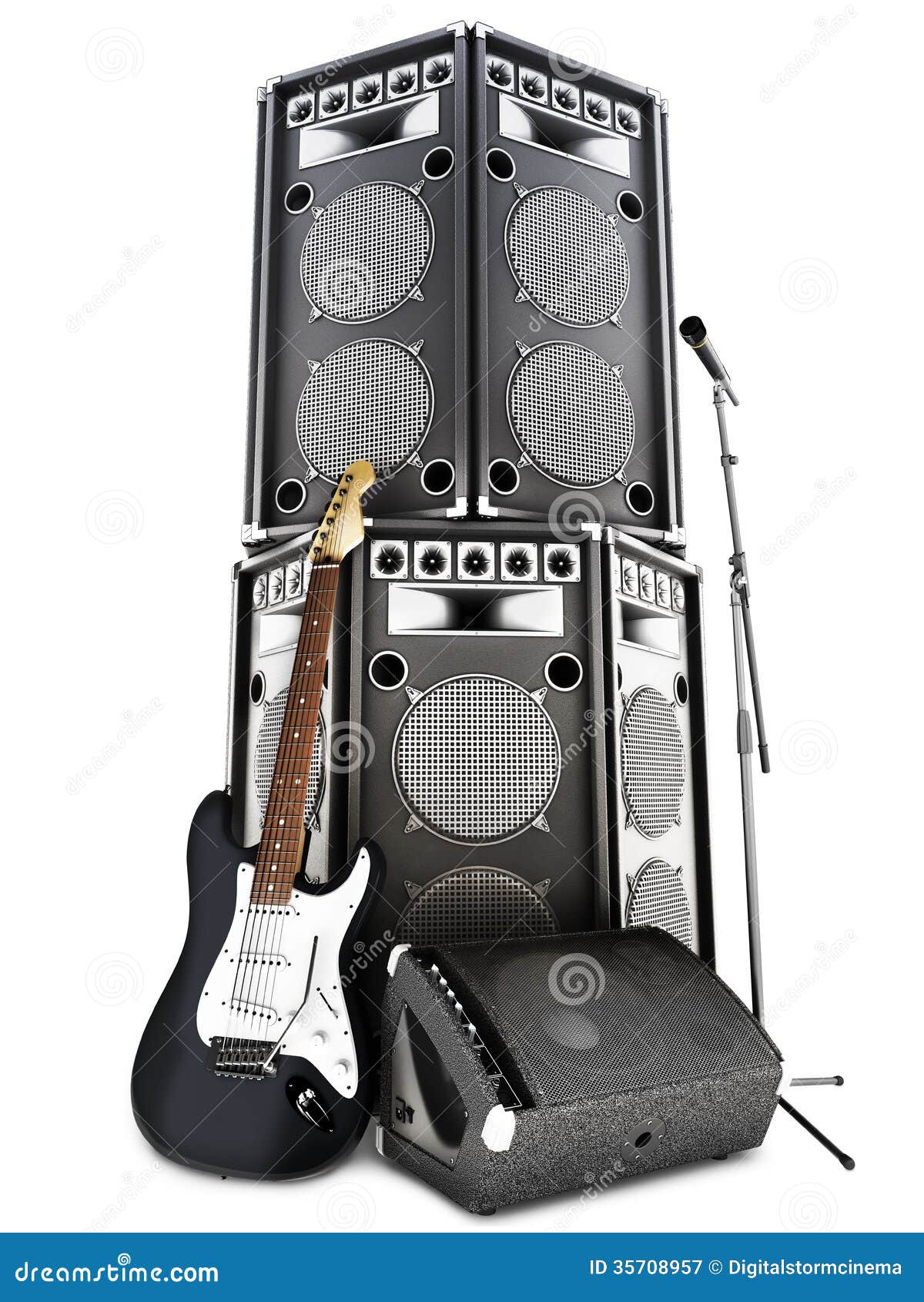 heavy metal , rock and roll background with large tower speakers