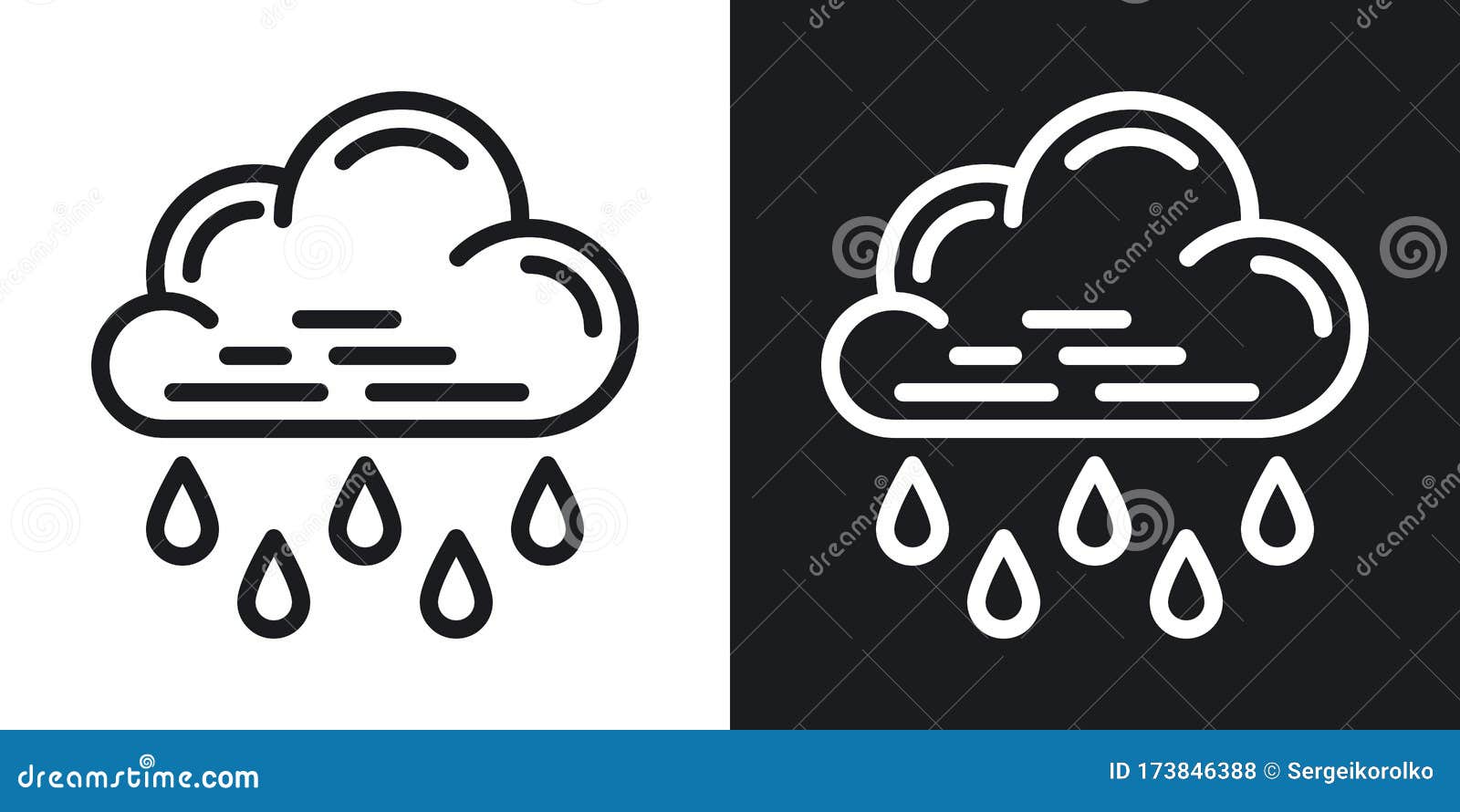 Heavy Rain, Shower or Downpour Icon for Weather Forecast Application or