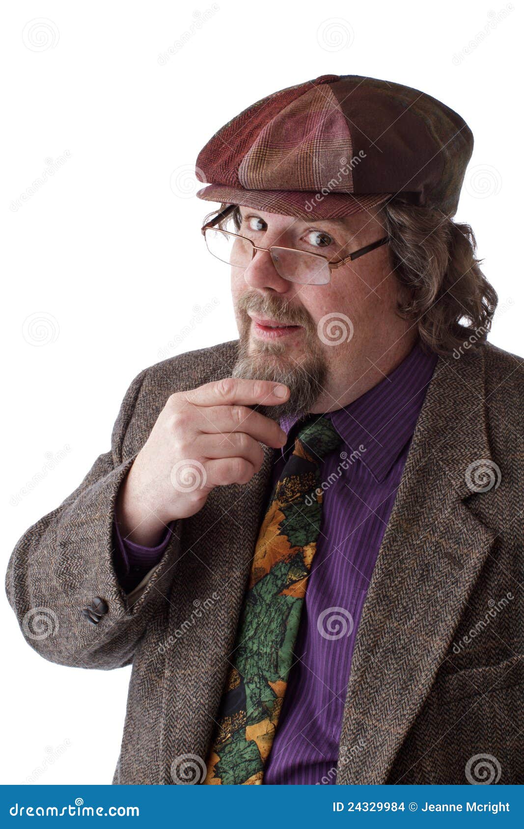 Heavy Set Man Smiles and Strokes Beard Stock Photo Image of jacket