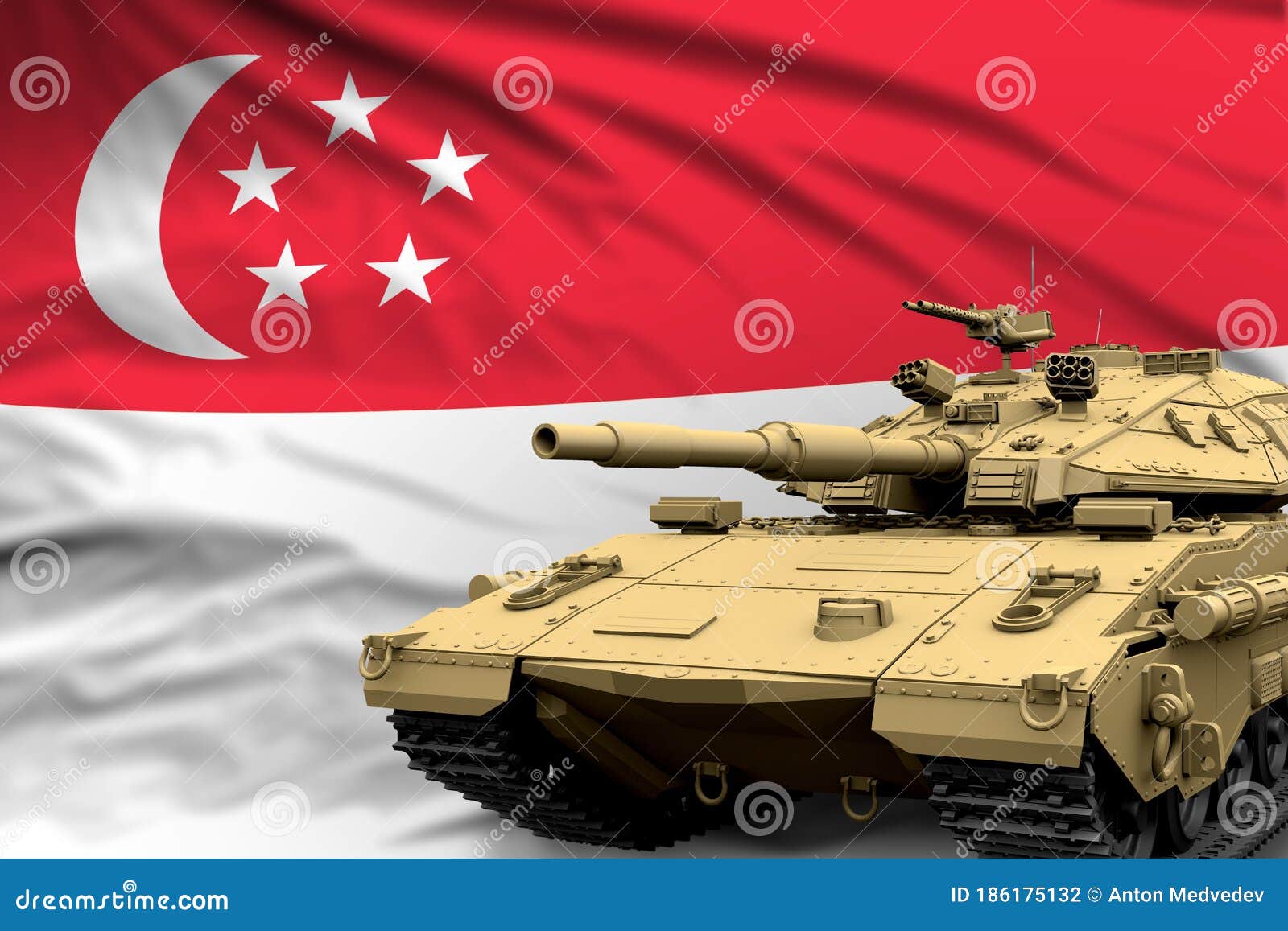 Heavy Tank with Fictional Design on Singapore Flag Background - Modern Tank  Army Forces Concept, Military 3D Illustration Stock Illustration -  Illustration of heavy, aggression: 186175132