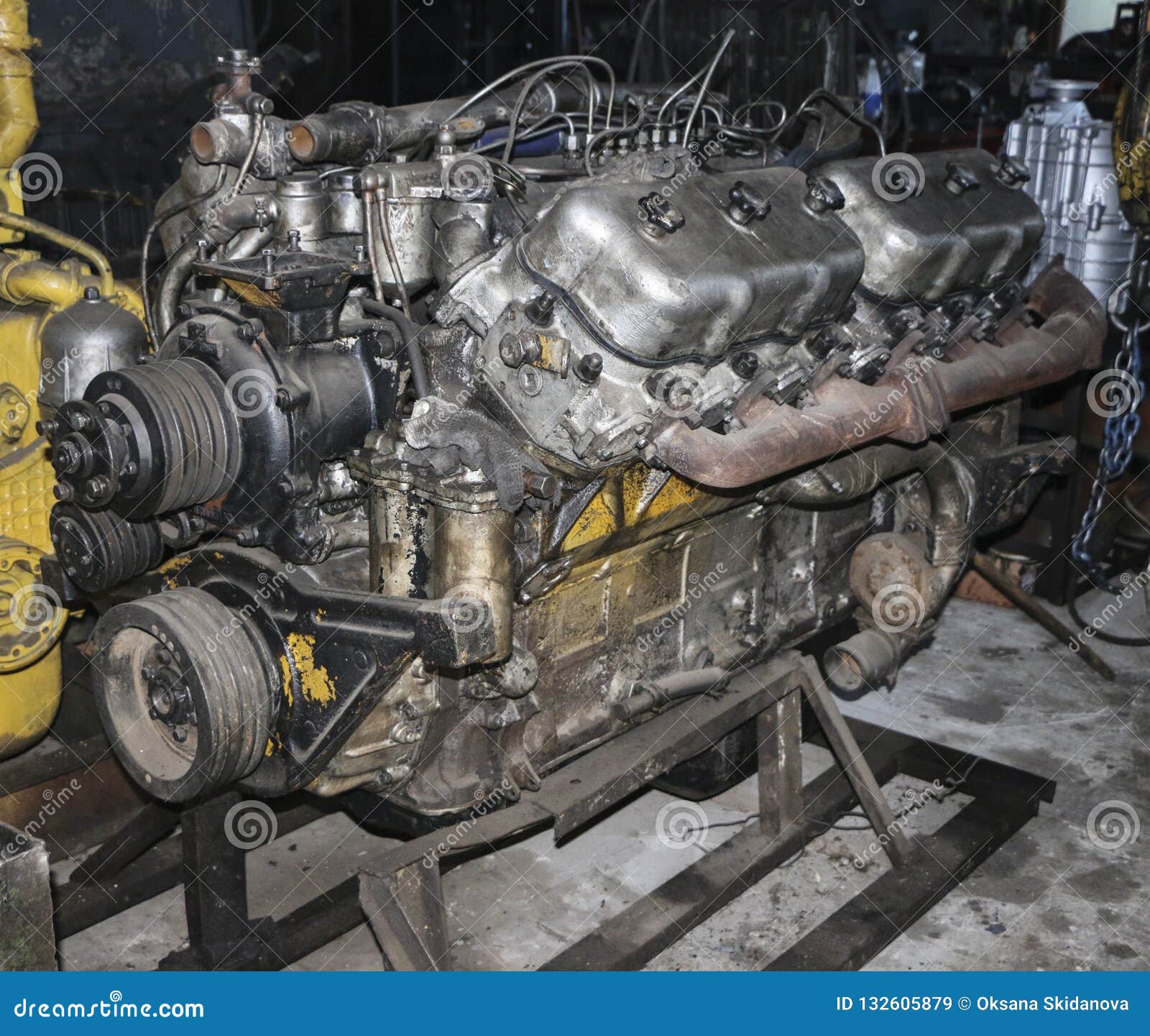 Heavy Truck Engine. a Large Motor Assembled for a Powerful Heavy Truck