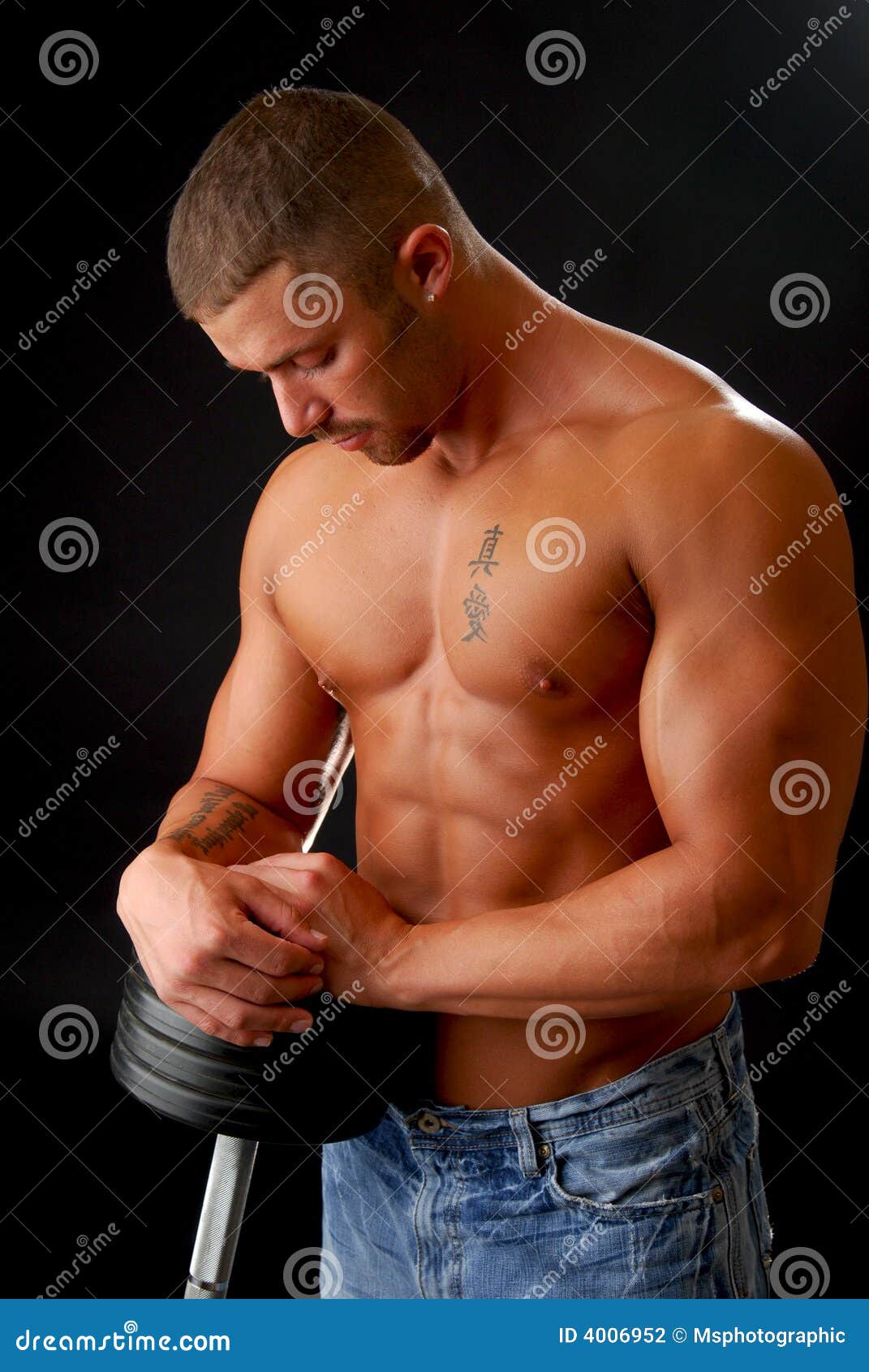 Heavyweight Bodybuilder stock photo. Image of blue, stomach 4006952