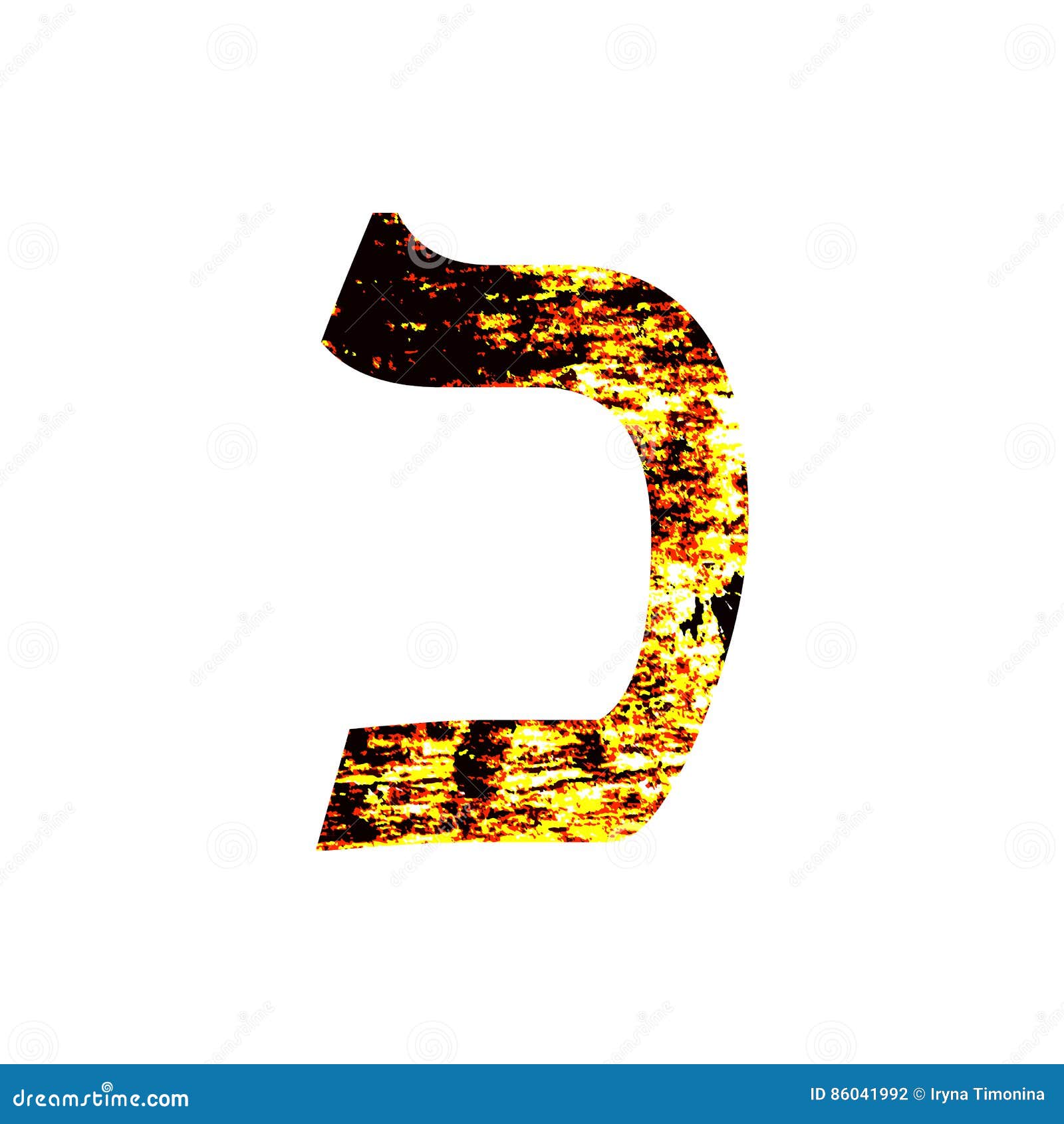 hebrew letter kaf. shabby gold font. the hebrew alphabet