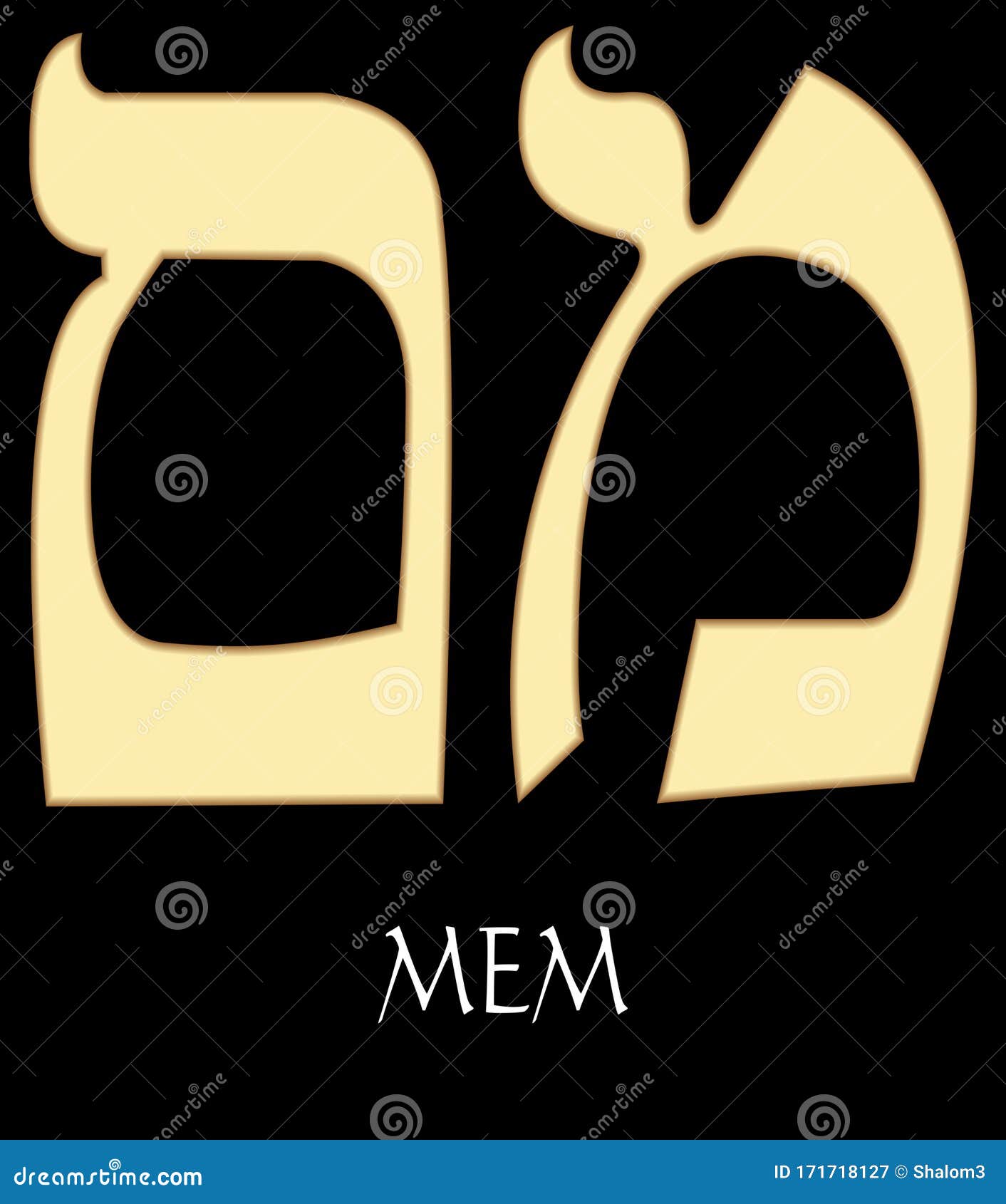 Hebrew Letter Mem, Thirteenth Letter Of Hebrew Alphabet ...