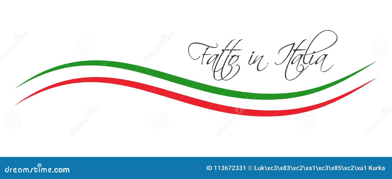 Hecho en Italia, en el de lengua italiana - Fatto en Italia, coloreó símbolo con tricolor italiano aislado en el fondo blanco