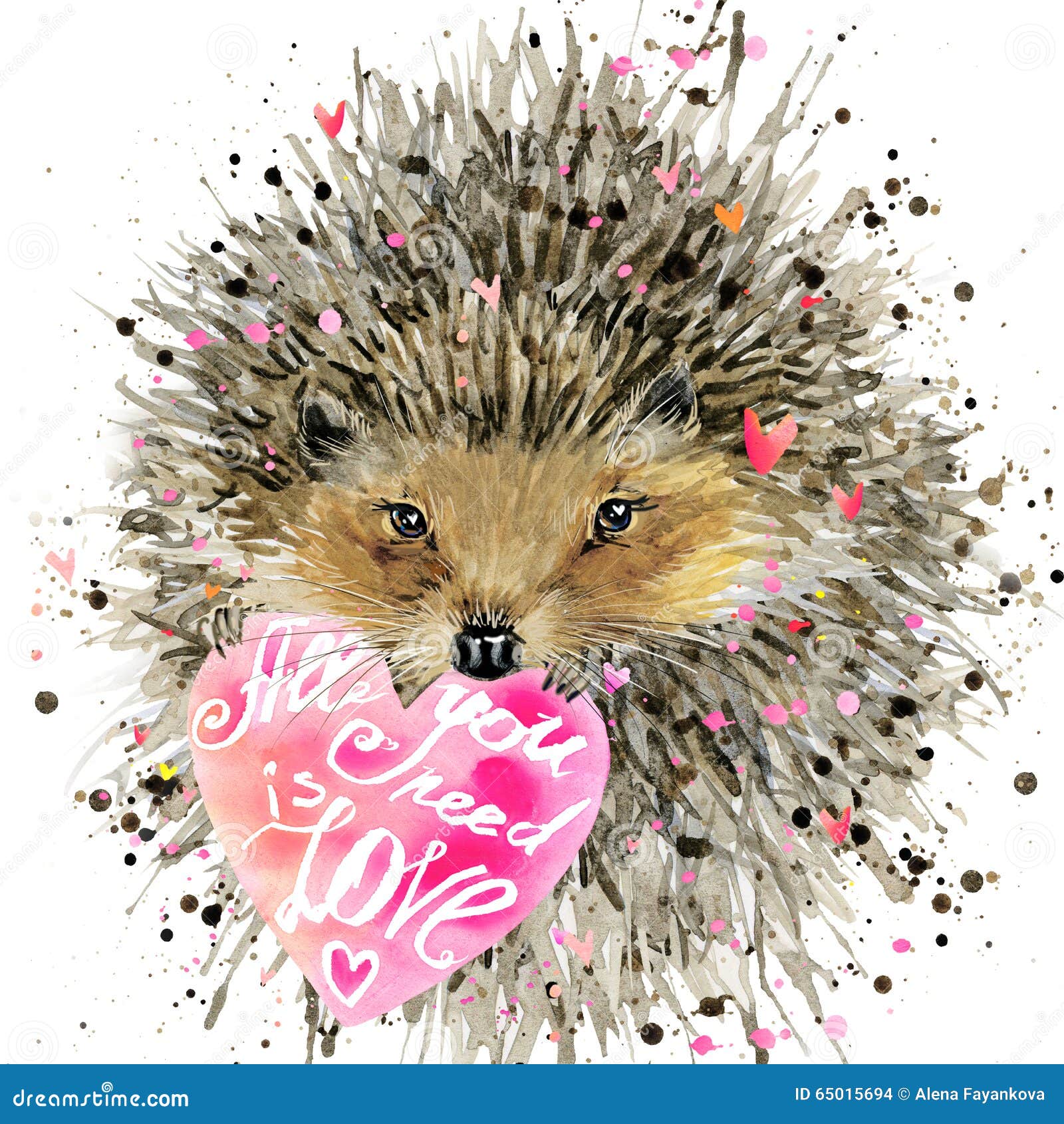 hedgehog  with valentines heart,