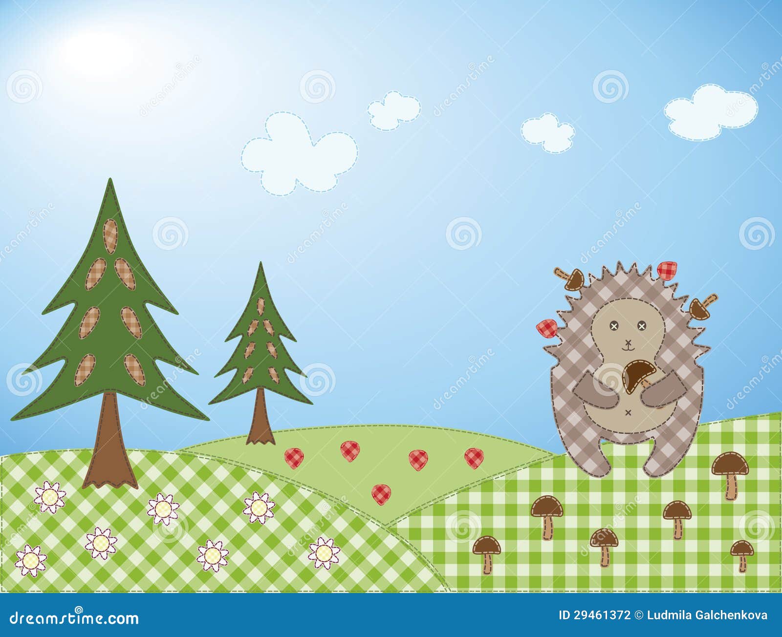 Hedgehog and mushroom stock vector. Illustration of flower 29461372