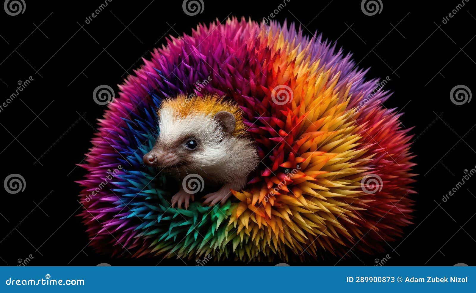 A Hedgehog in a Rainbow Colored Ball Stock Illustration - Illustration ...