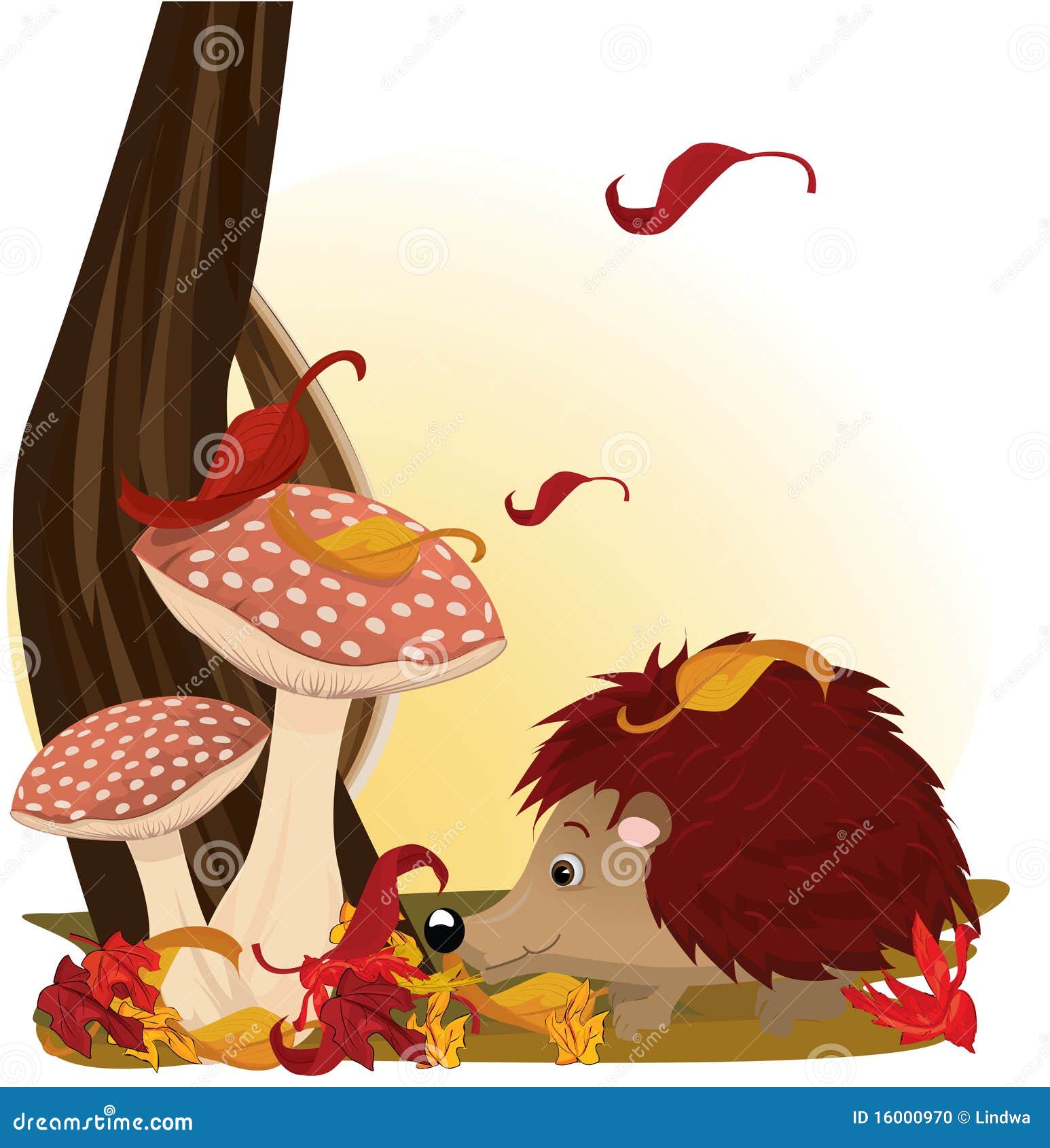 Hedgehog under mushroom stock vector. Illustration of cheerful 16000970