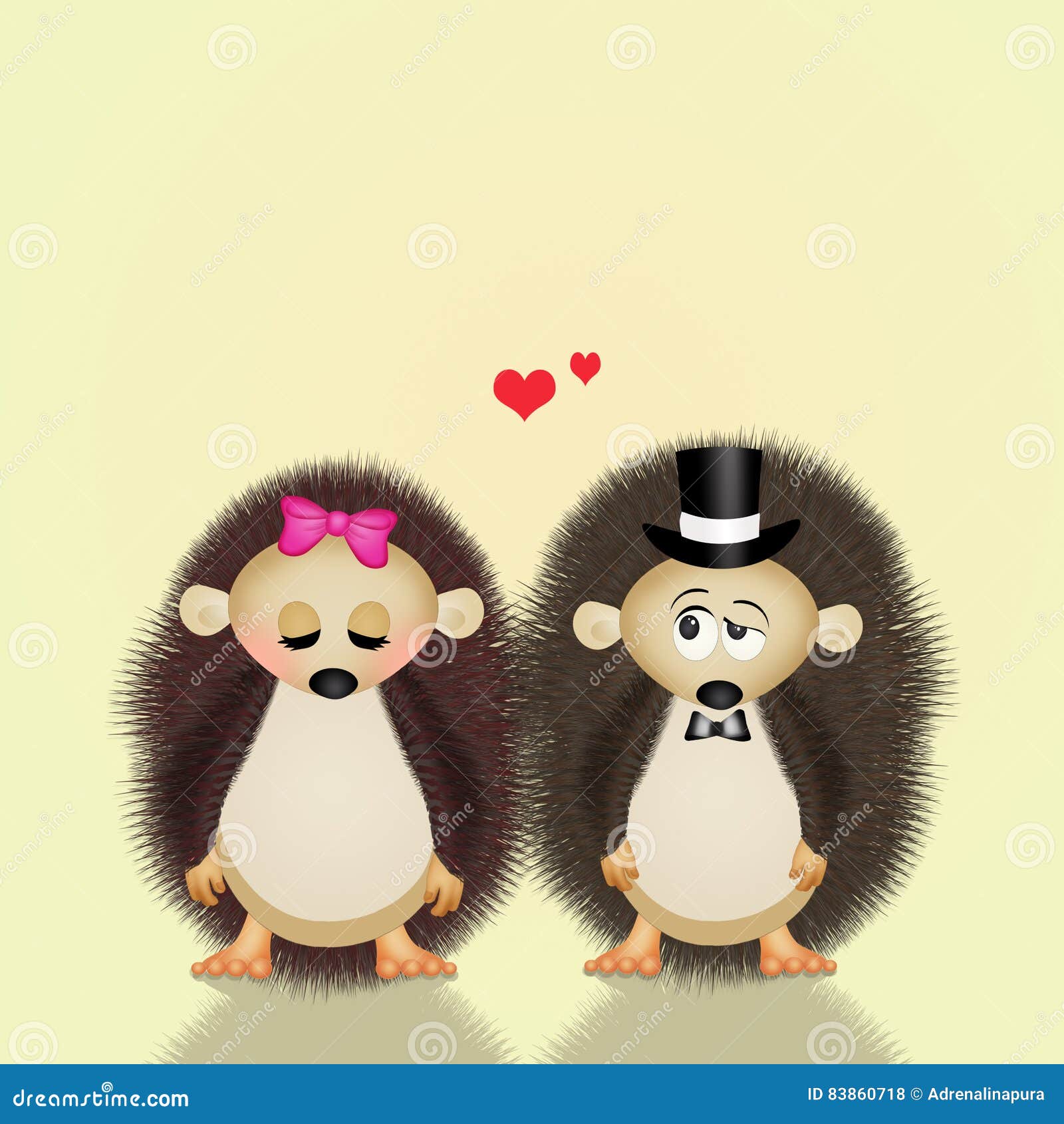 Hedgehogs in love stock illustration. Illustration of celebration