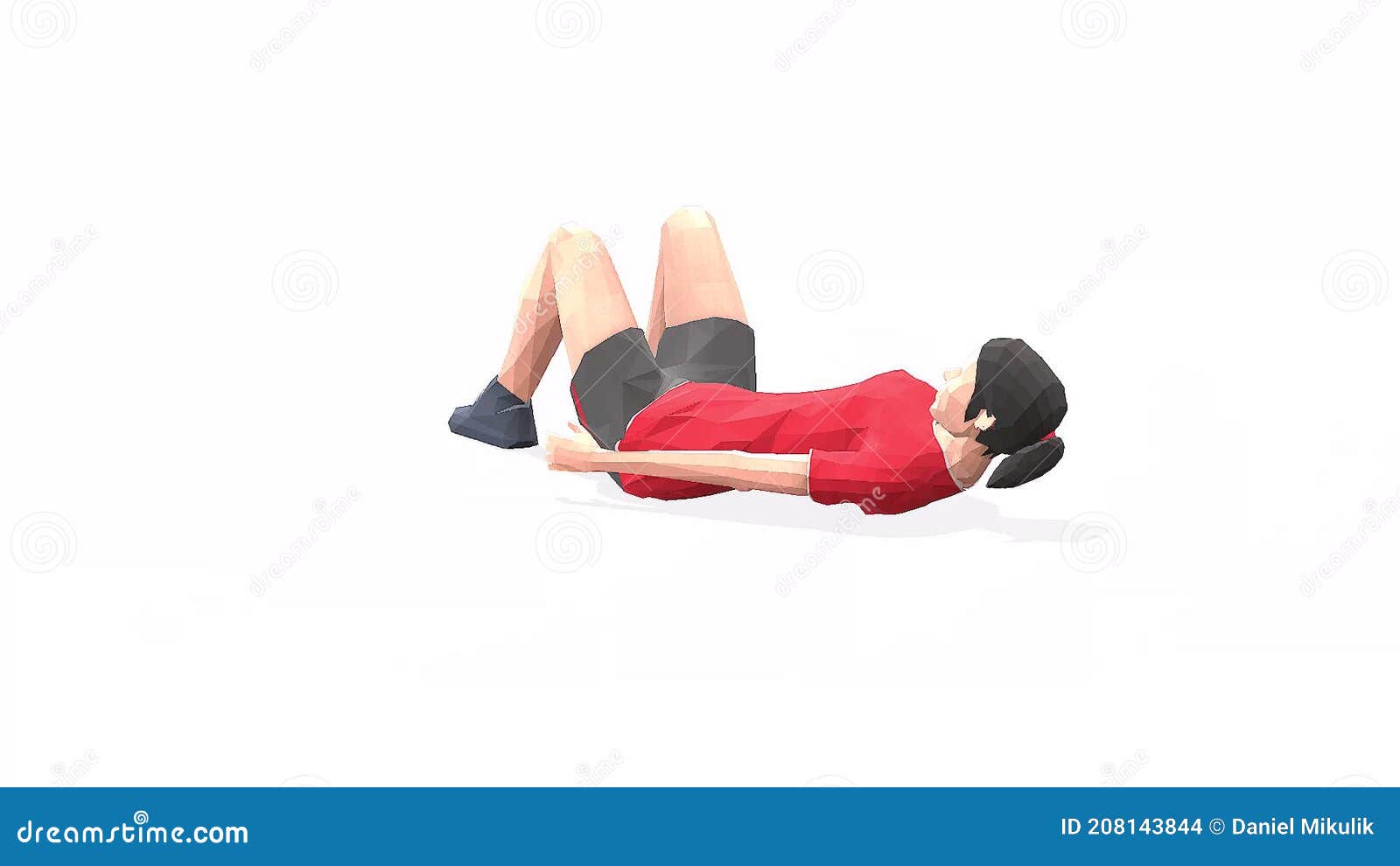 Heel Touch Woman Exercise Animation 3d Model on a White Background in ...