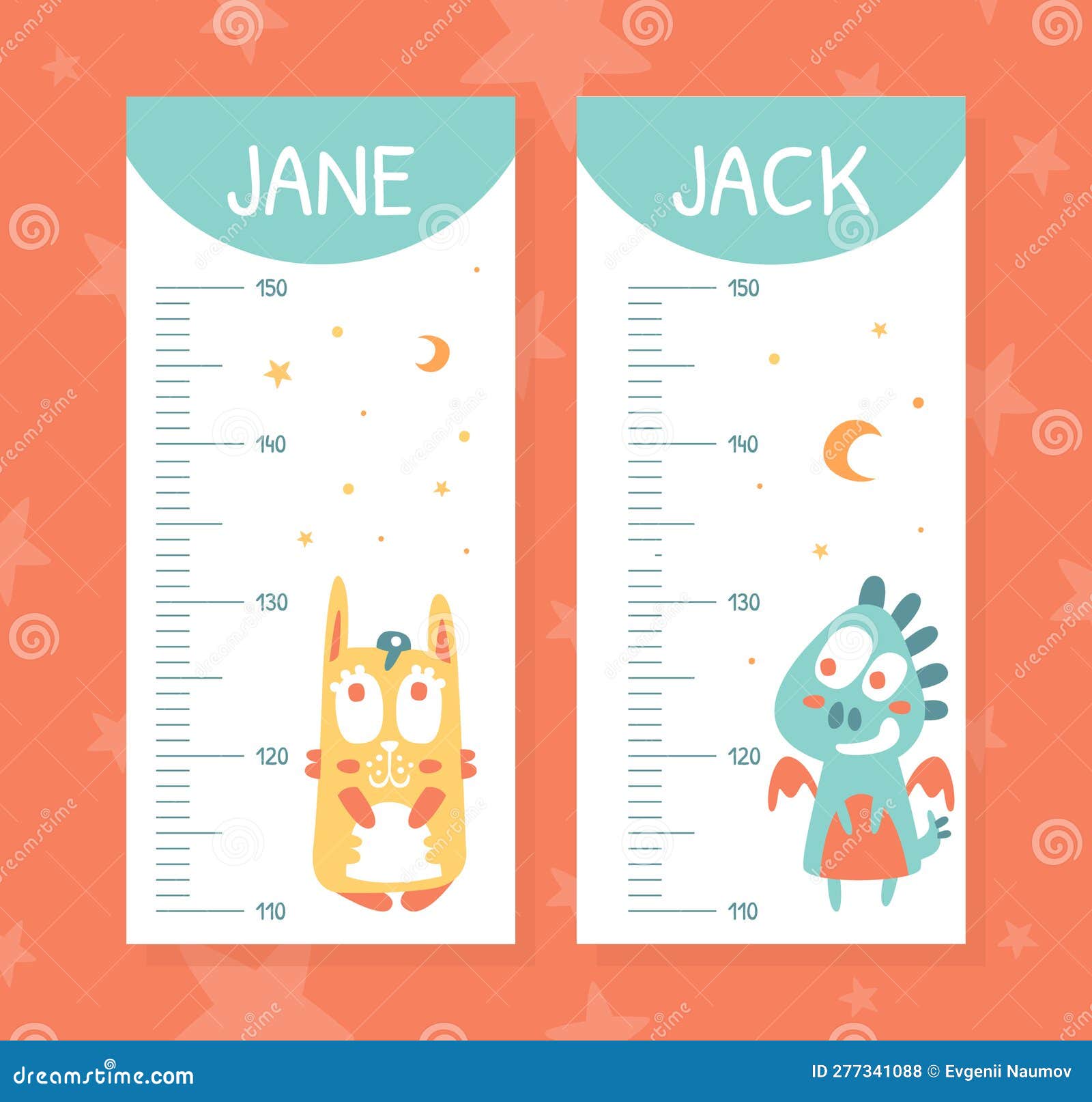 Height Chart with Funny Kids Fantastic Animal Character Vector Template Height Chart with Funny Kids Fantastic Animal Character Vector Template