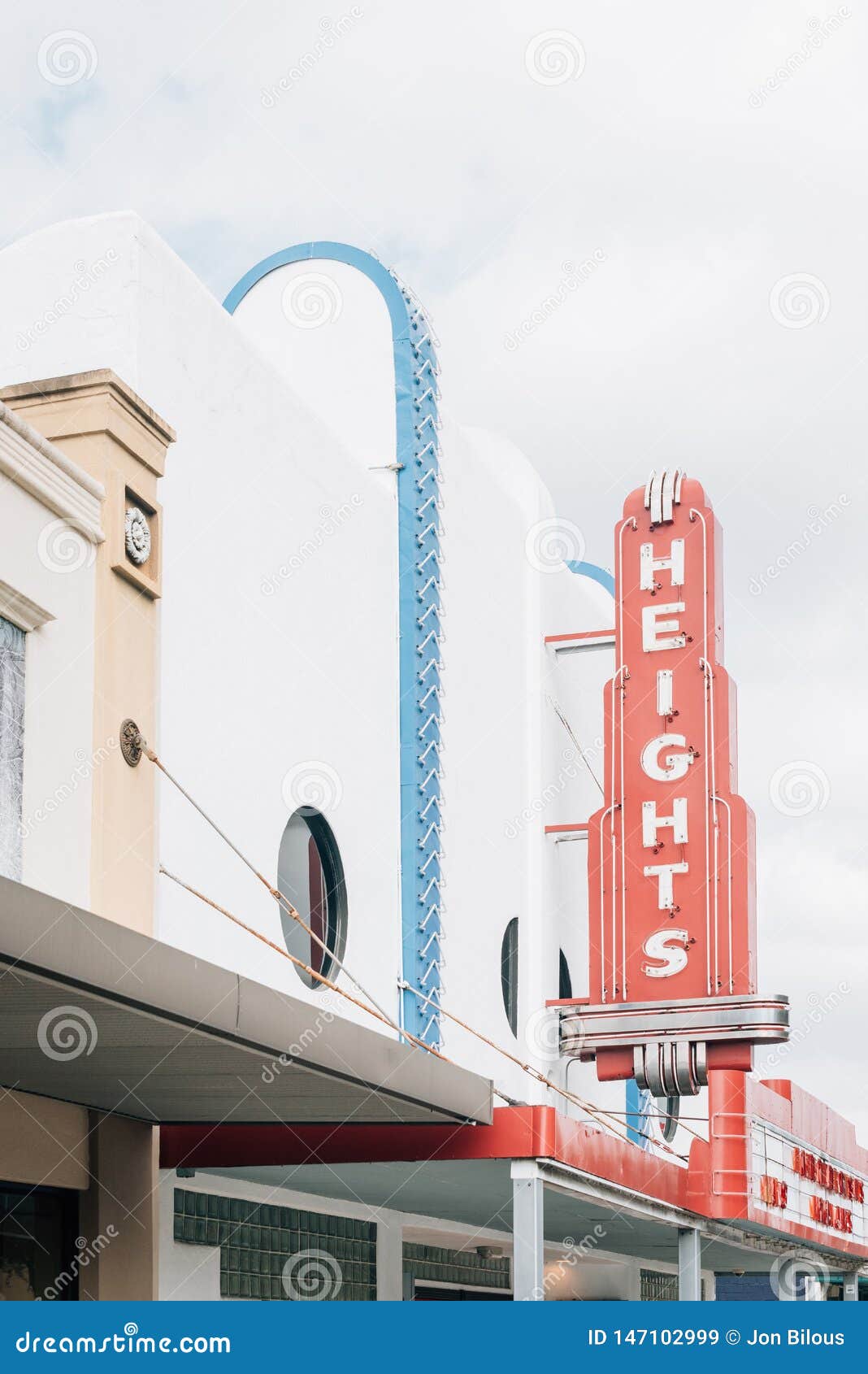 The Heights Theater Sign, in Houston, Texas Editorial Stock Image