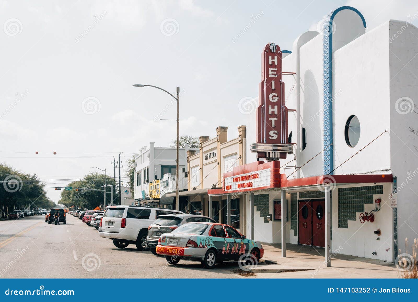 The Heights Theater Sign, in Houston, Texas Editorial Photography