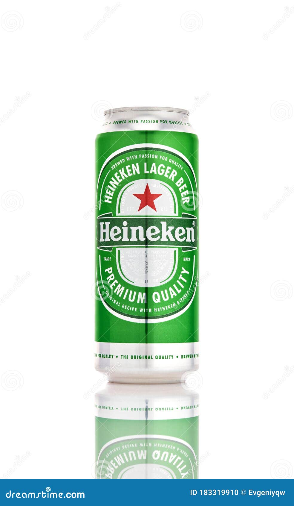 Heineken Beer Can Isolated on White Background. Heineken Company is ...