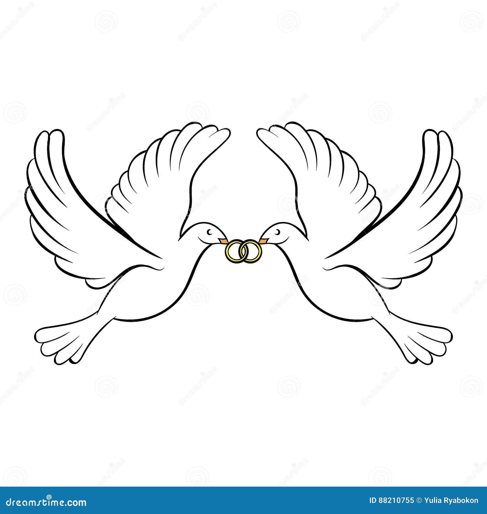 Heiratsikonenkarikatur Mit Zwei Tauben Vektor Abbildung