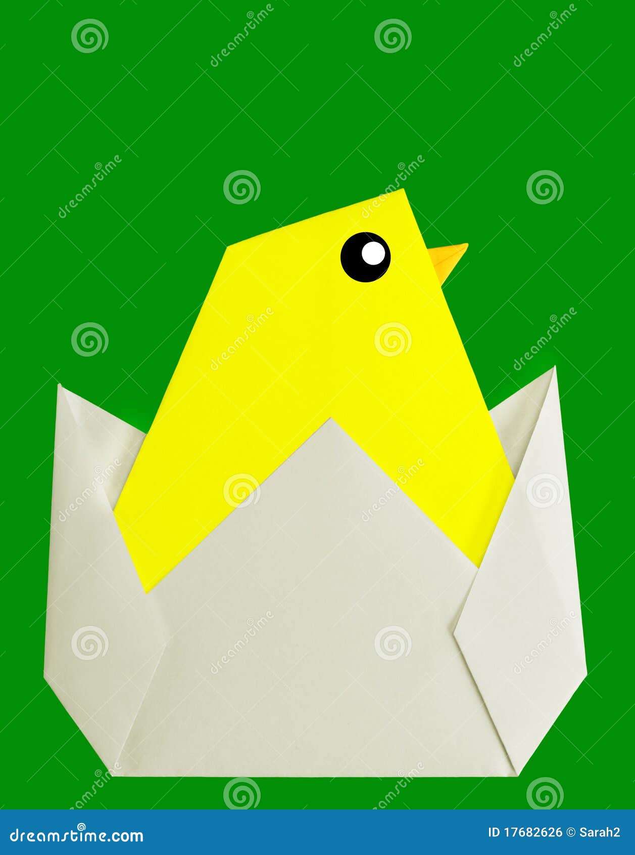 Heitres Küken Origami Auf Grün Stockfoto Bild von ostern, origami