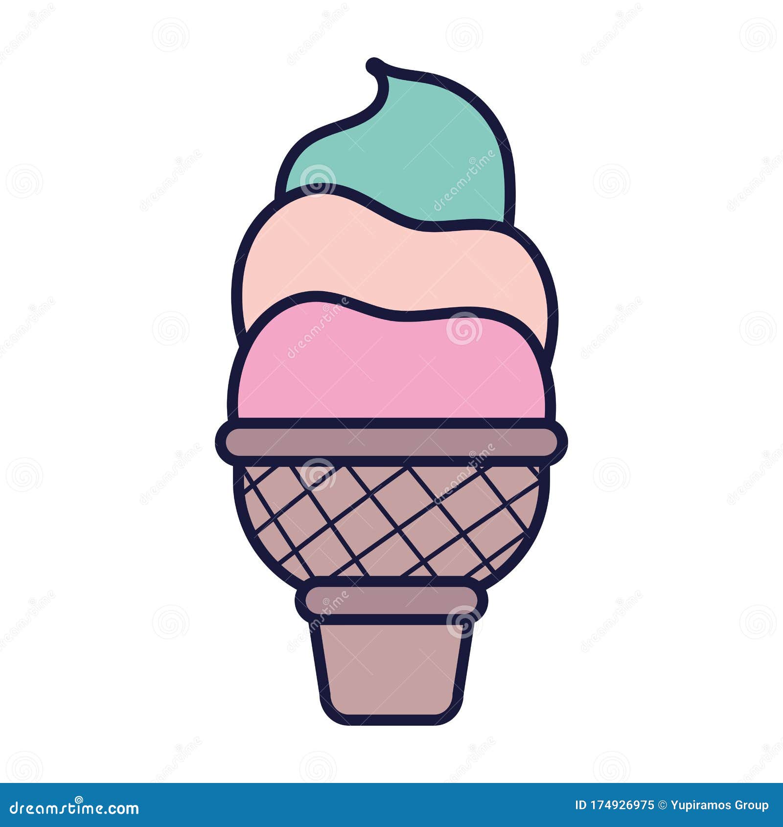 Helado Cono Alimentos Dibujos Animados Icono Estilo Diseño Ilustración del  Vector - Ilustración de helado, cono: 174926975