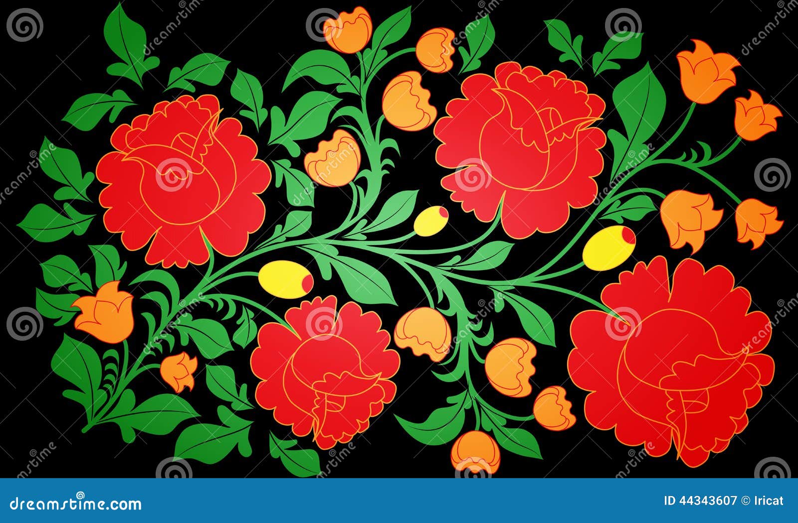 Heldere grote rozen en andere die bloemen op een zwarte ...