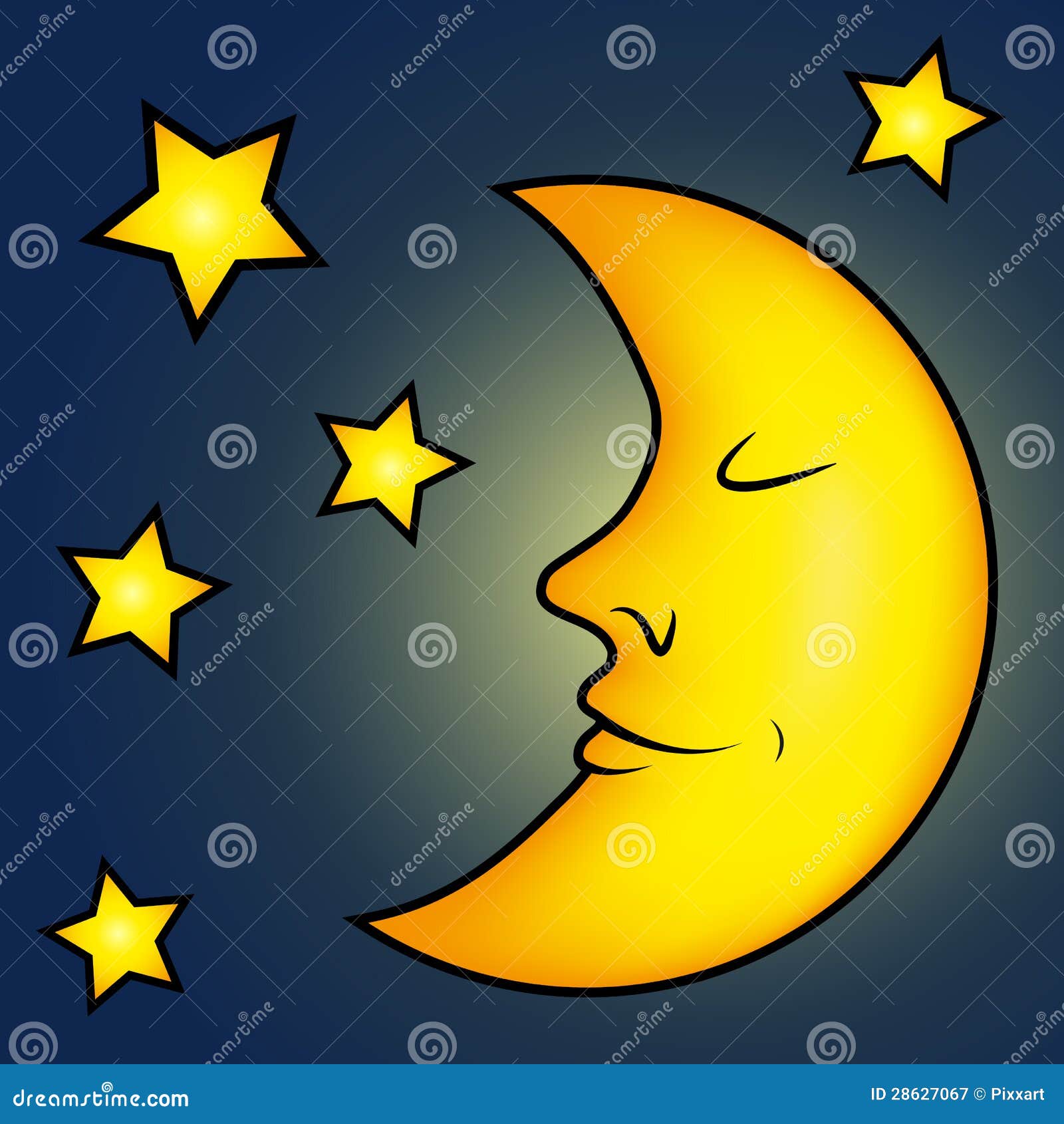 Onzorgvuldigheid biologie niet Heldere maan en sterren vector illustratie. Illustration of blauw - 28627067