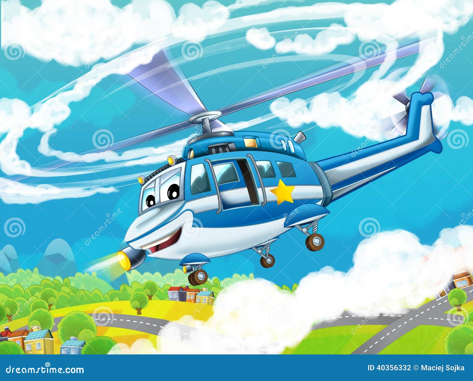 Jogo educativo de colorir engraçado por números com helicóptero de