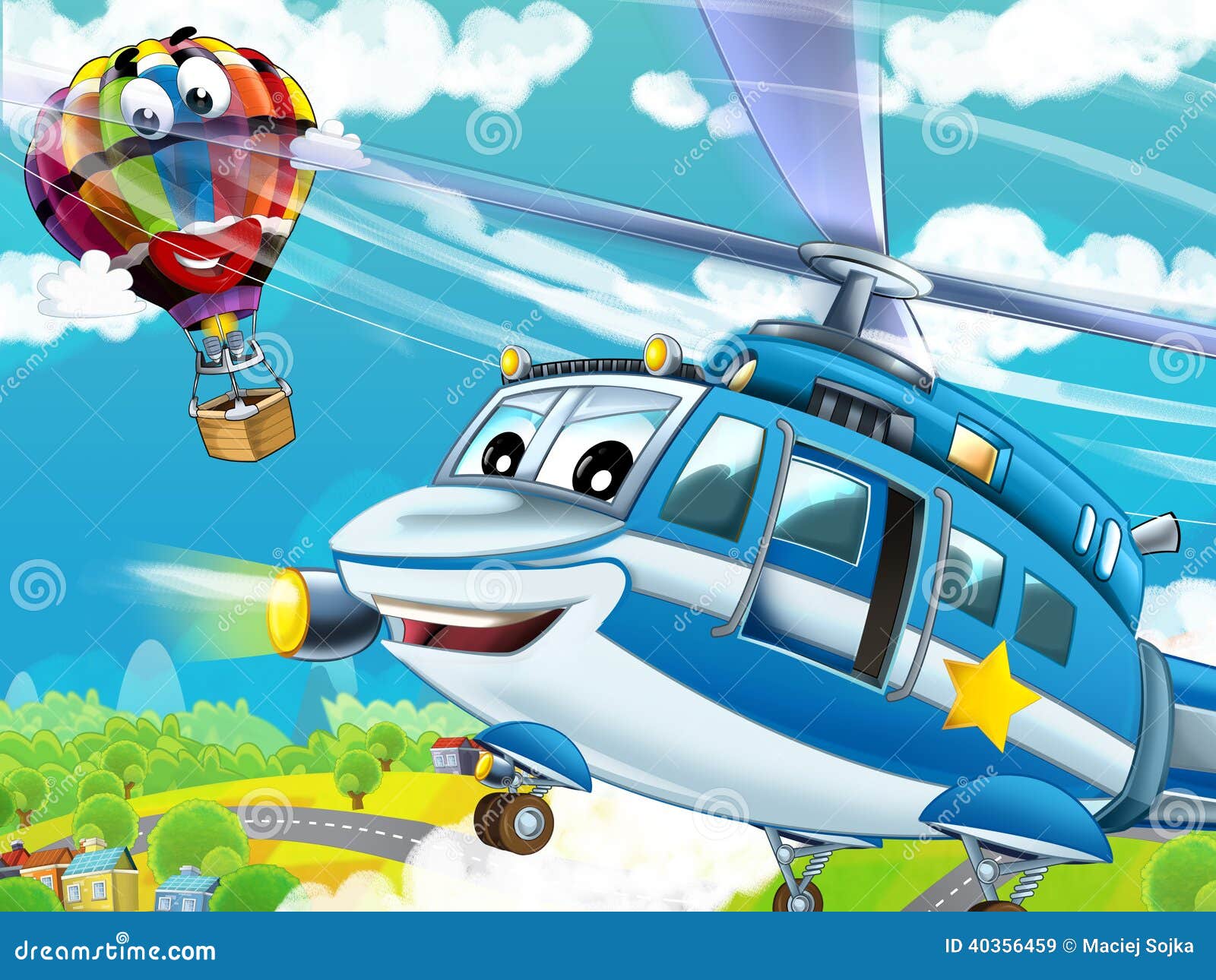 Jogo educativo de colorir engraçado por números com helicóptero de desenho  animado para crianças