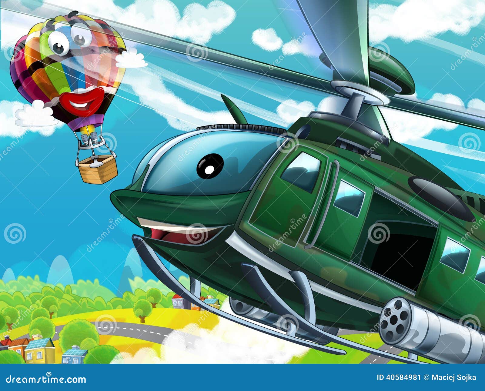 Jogo educativo de colorir engraçado por números com helicóptero de desenho  animado para crianças