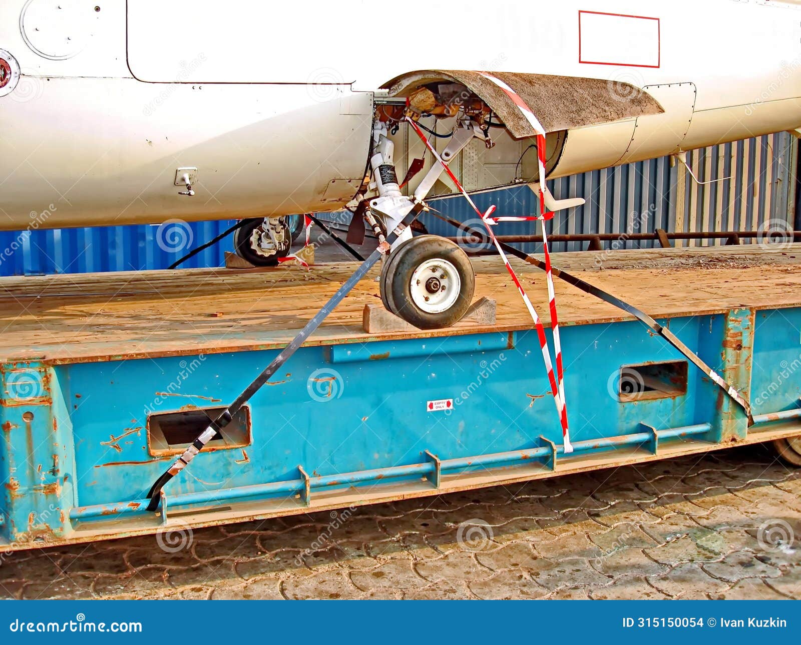 A Helicopter without Blades is Installed on a Cargo Platform and