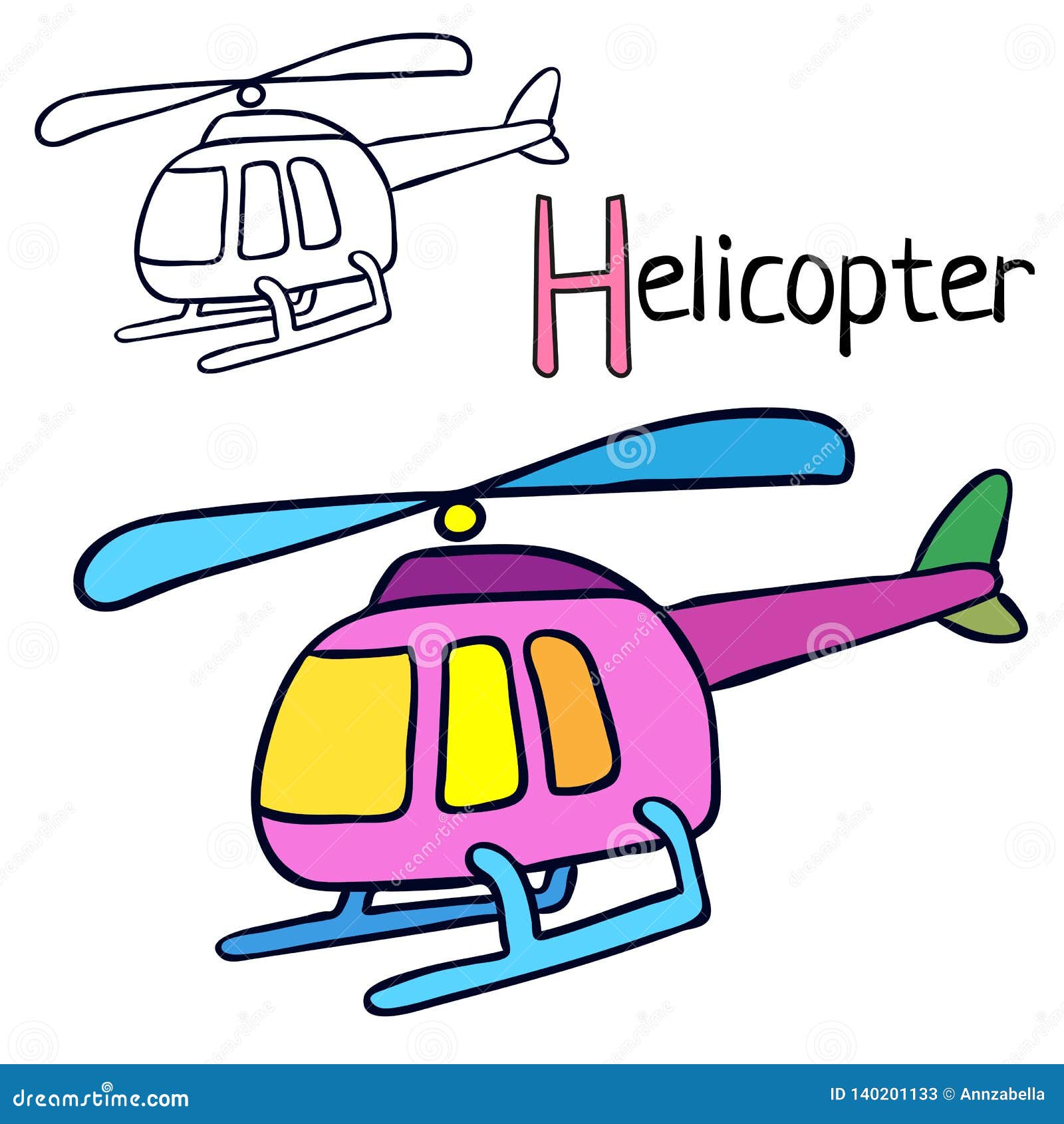 Helicopter. Coloring Book Page Stock Vector   Illustration of ...