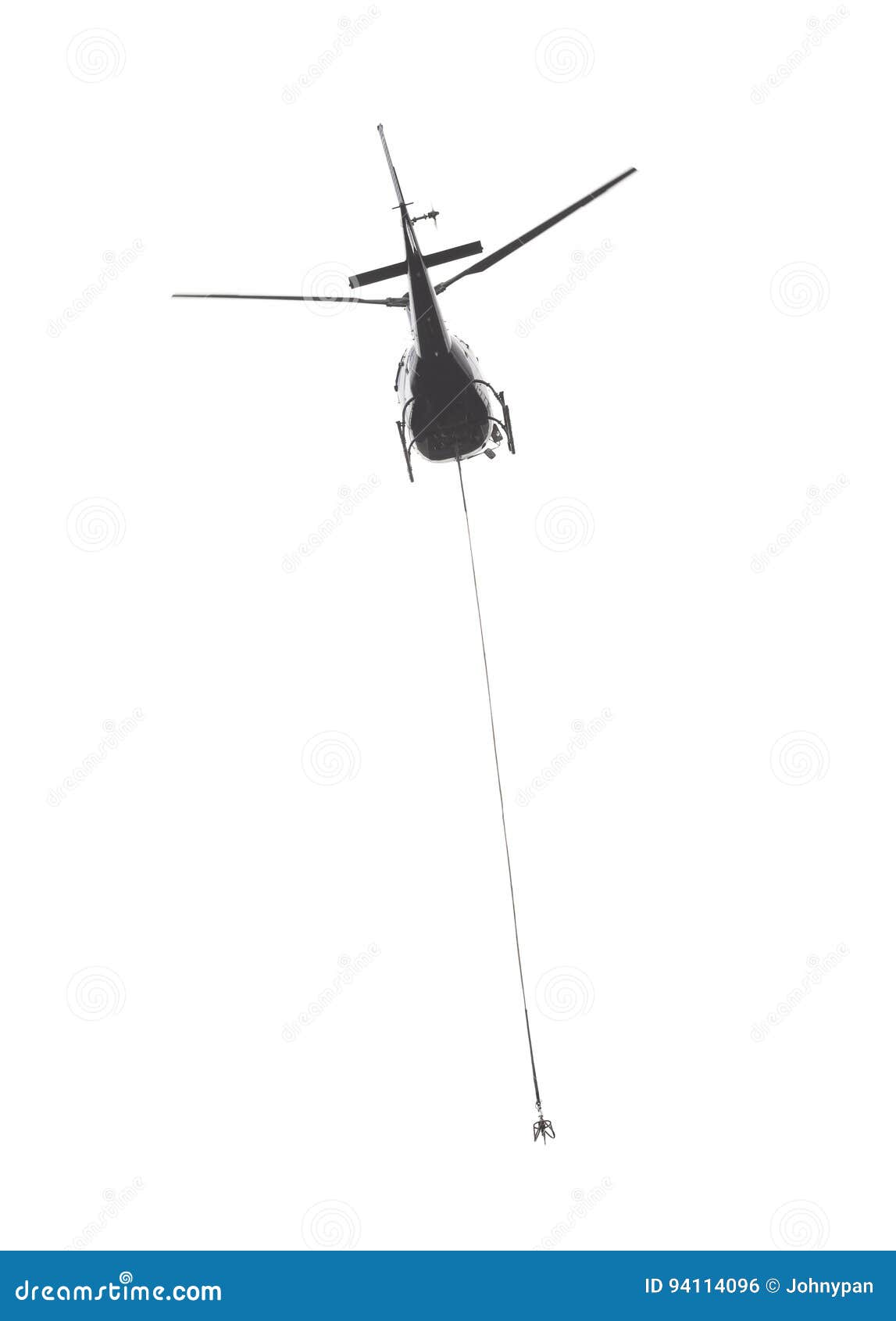 Helicopter with Hook and Rope Flying Stock Photo Image of hook, flight 94114096