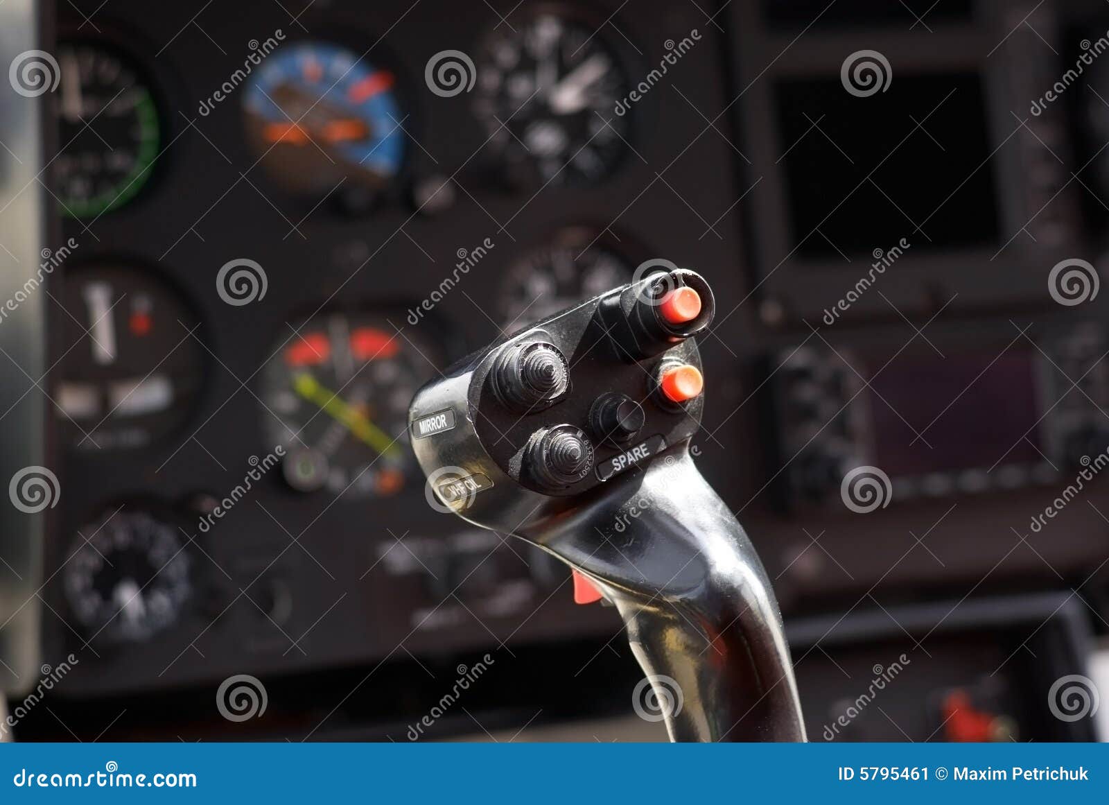 Helicopter joystick stock image. Image of avionics, display 5795461