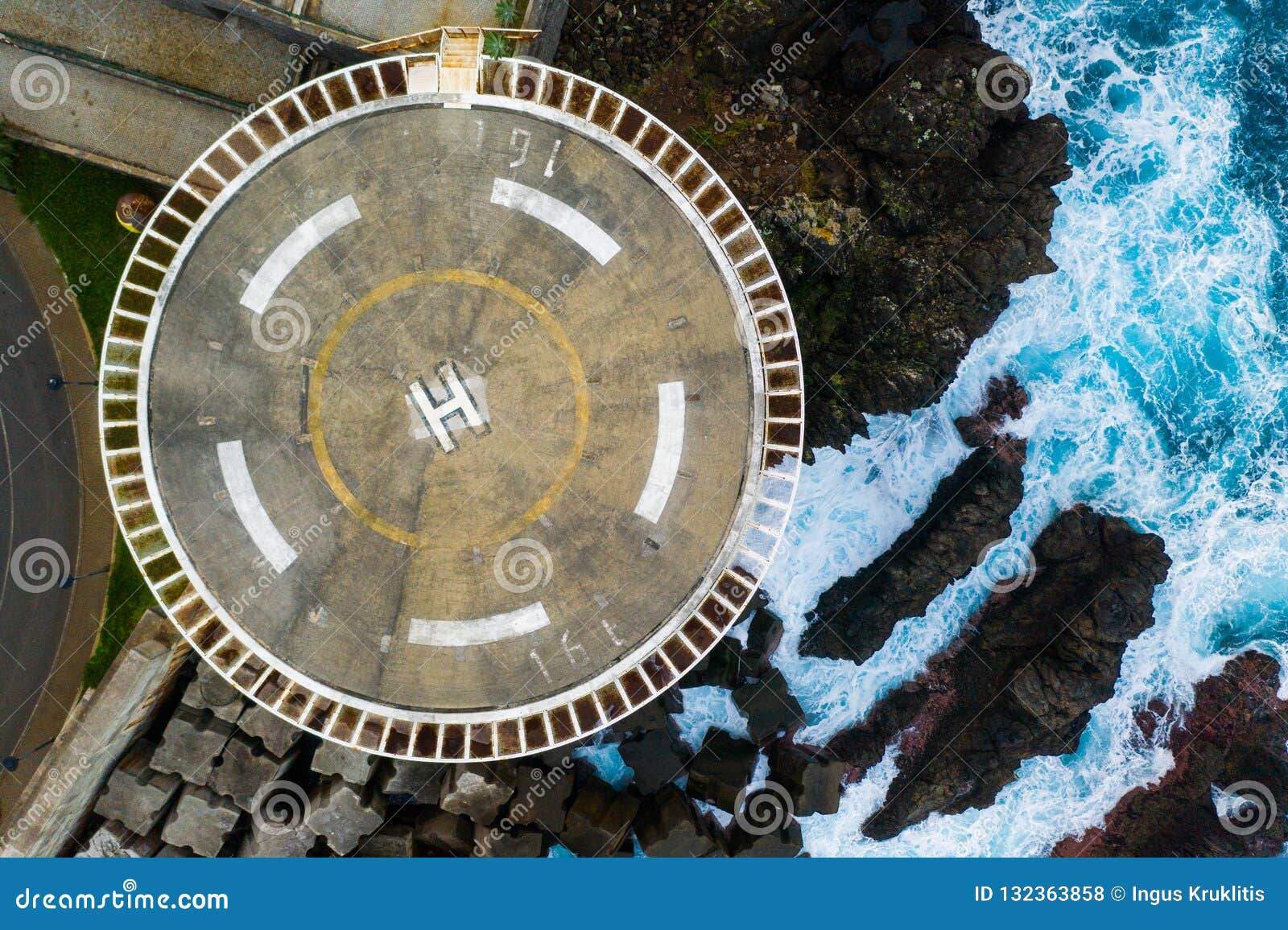 Helicopter Landing Pad on the Edge of the Cliff. Stock Photo Image of