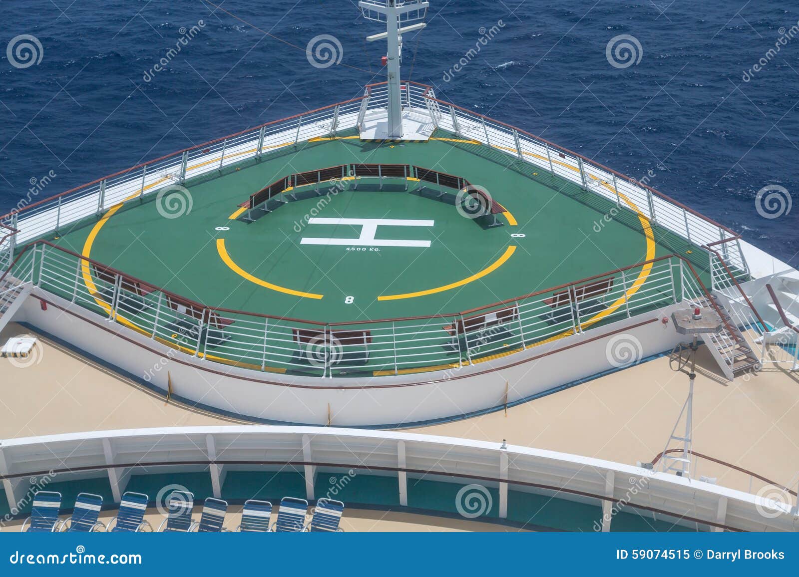 Helicopter Pad Over Blue Water Stock Image Image of vessel, ship