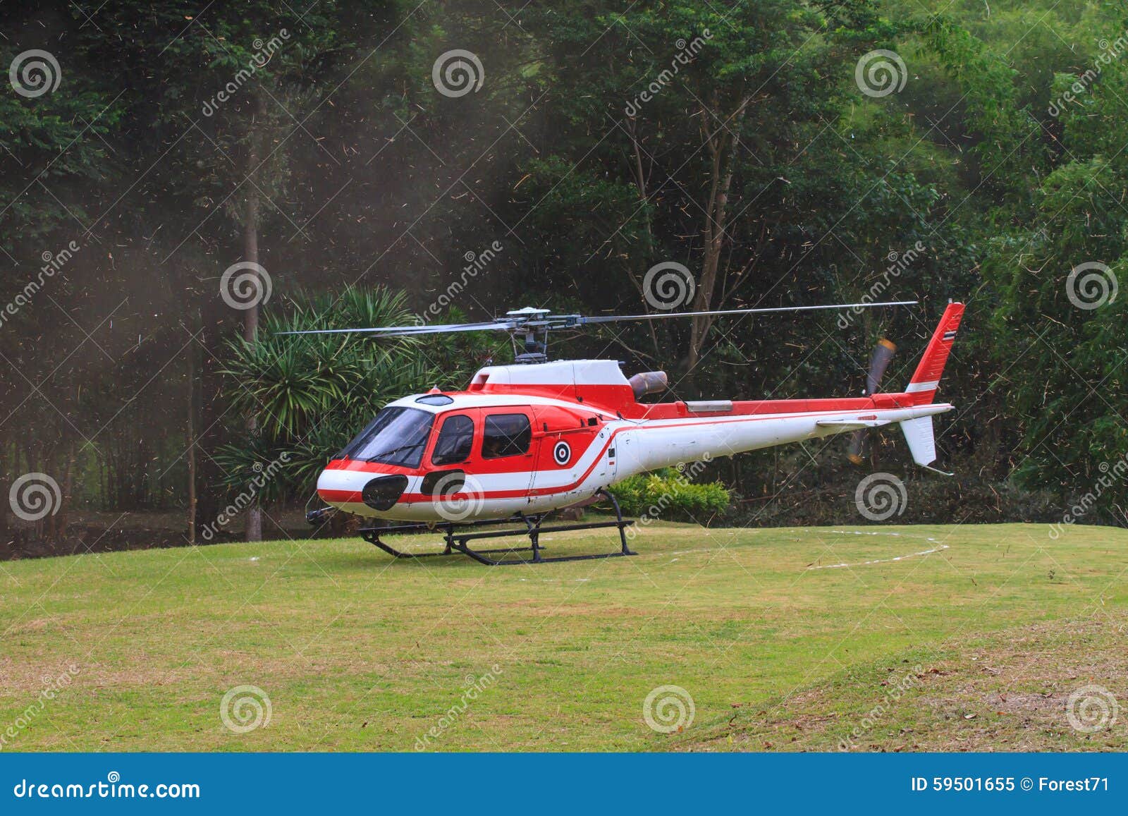 Helicopter Standing on Landing Strip Stock Image Image of blade