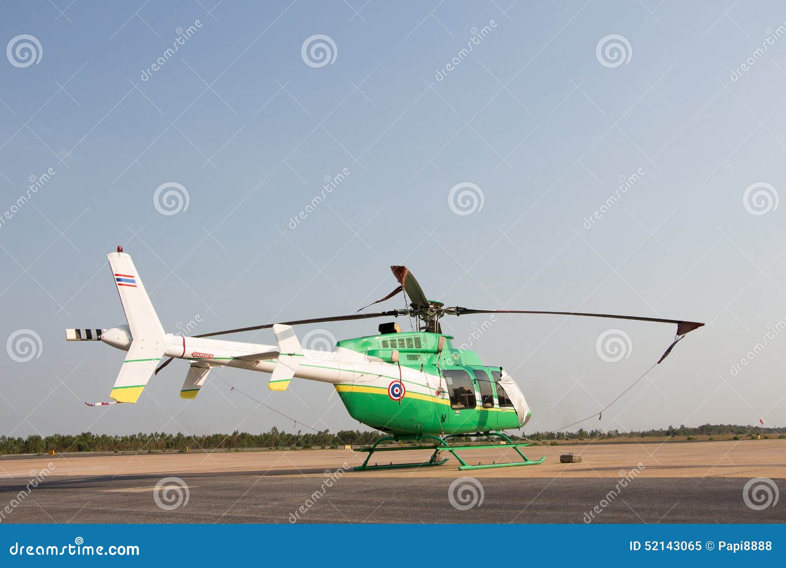 Helicopter Standing on Landing Strip in Airfield. Stock Image Image