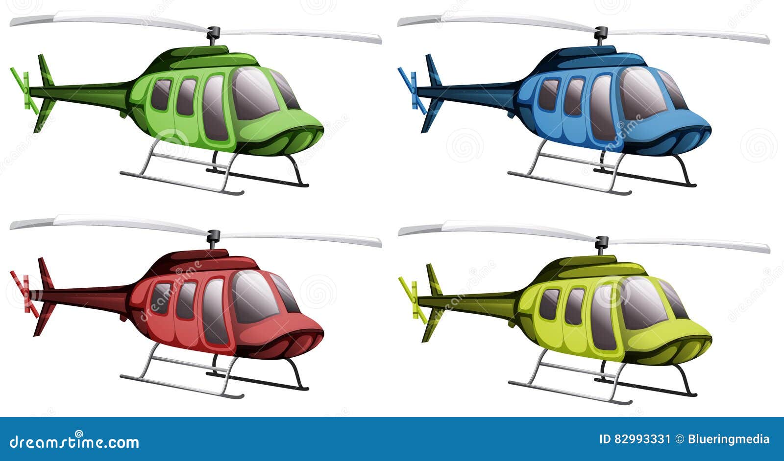 Helicopters in Four Different Colors Stock Illustration - Illustration of drawing, vehicle: 82993331