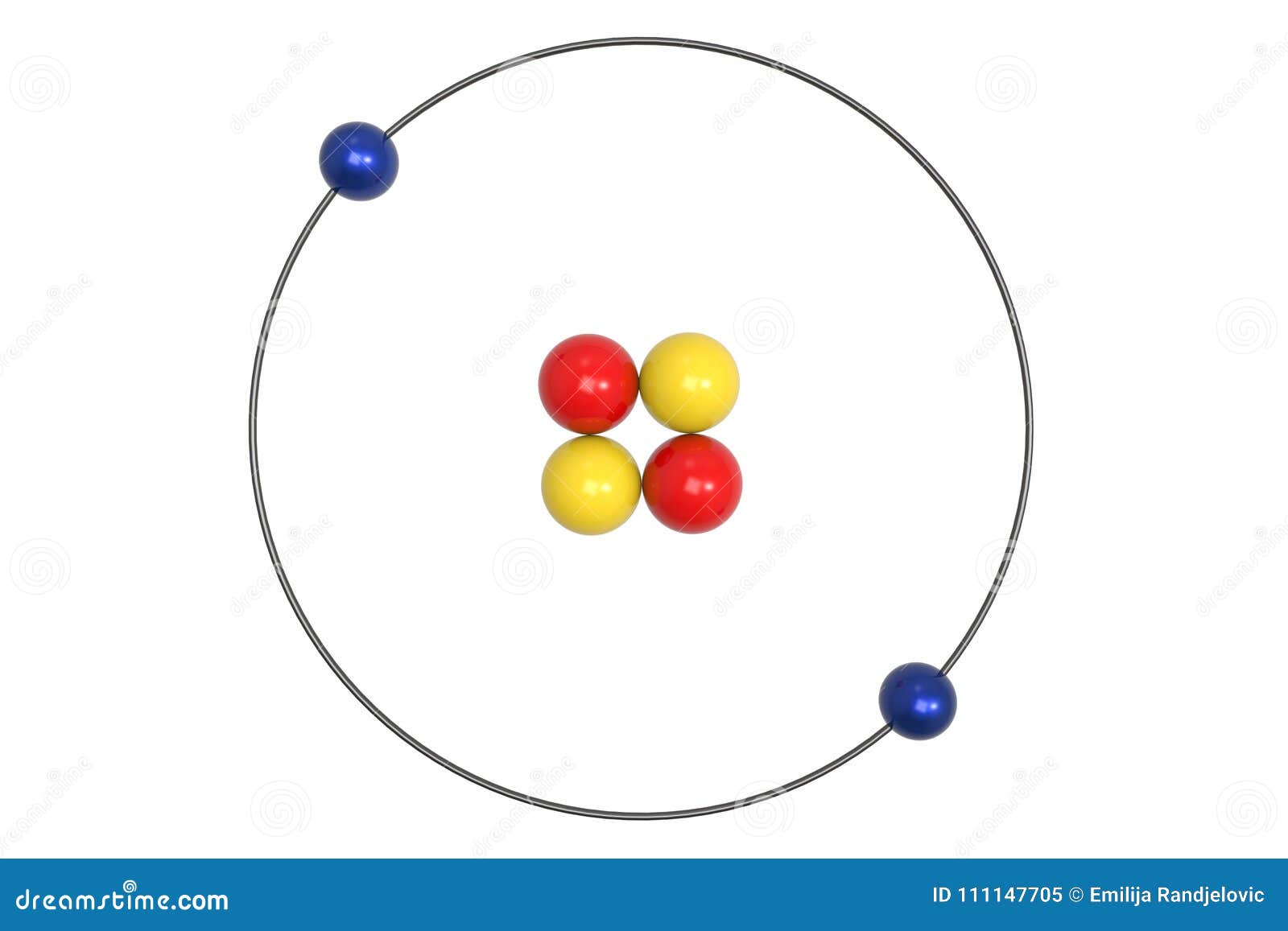 helium atom bohr model with proton, neutron and electron