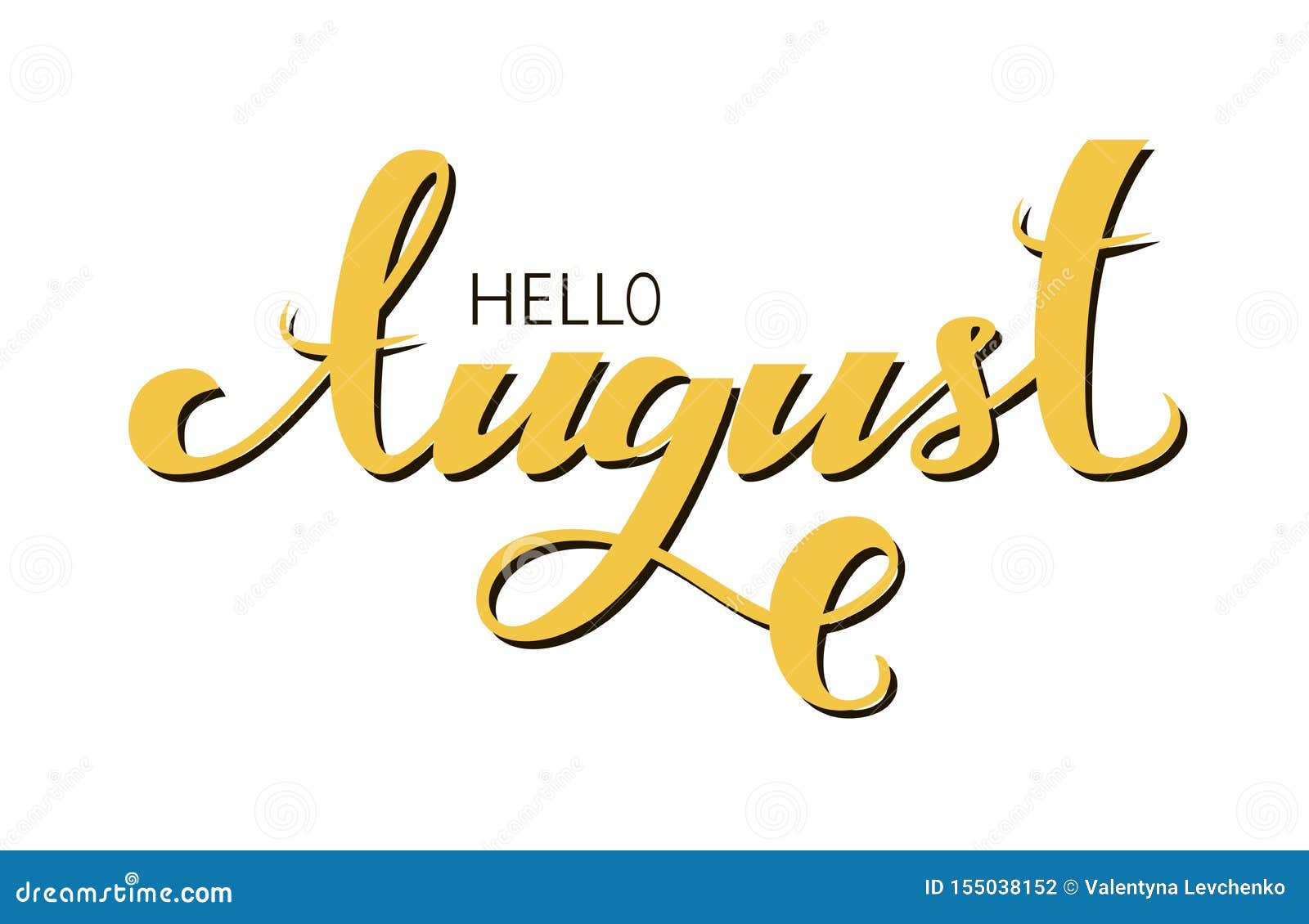 Hello August Lettering Phrase with Yellow Color Stock Illustration ...