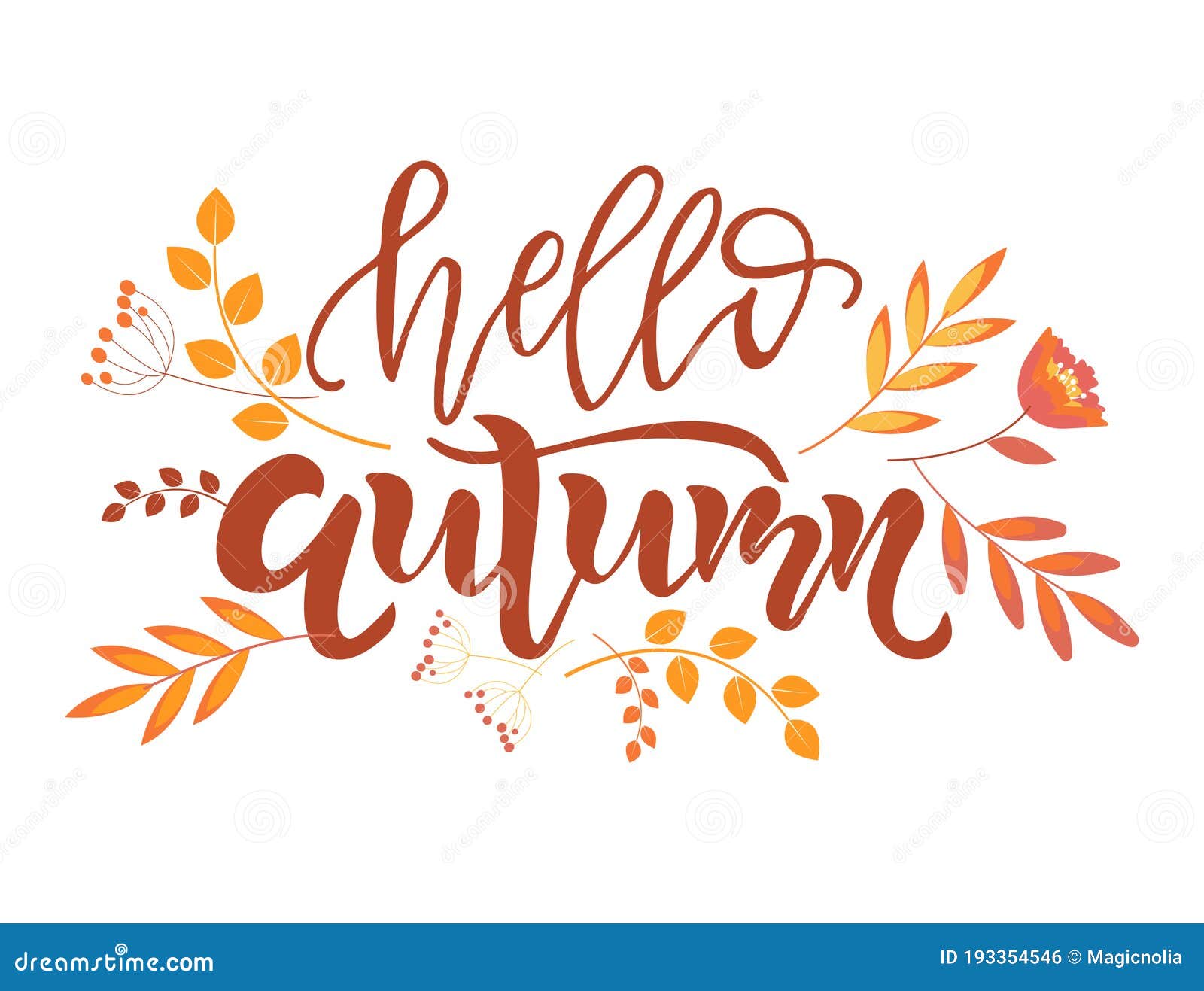 Hello Autumn Lettering Design. Calligraphy Text for Poster Stock Vector ...