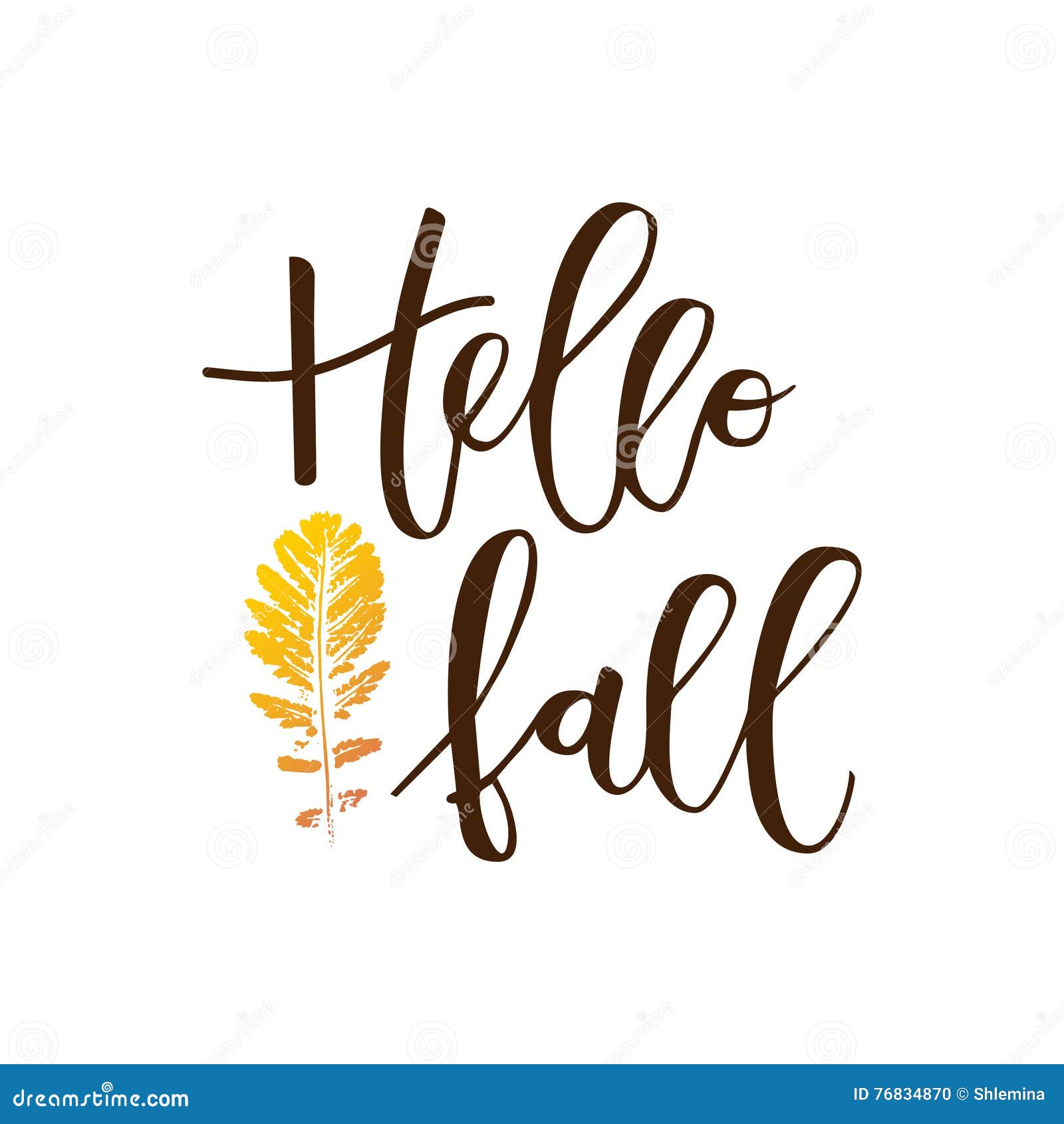 Hello Fall Hand Written Inscription Stock Vector - Illustration of ...