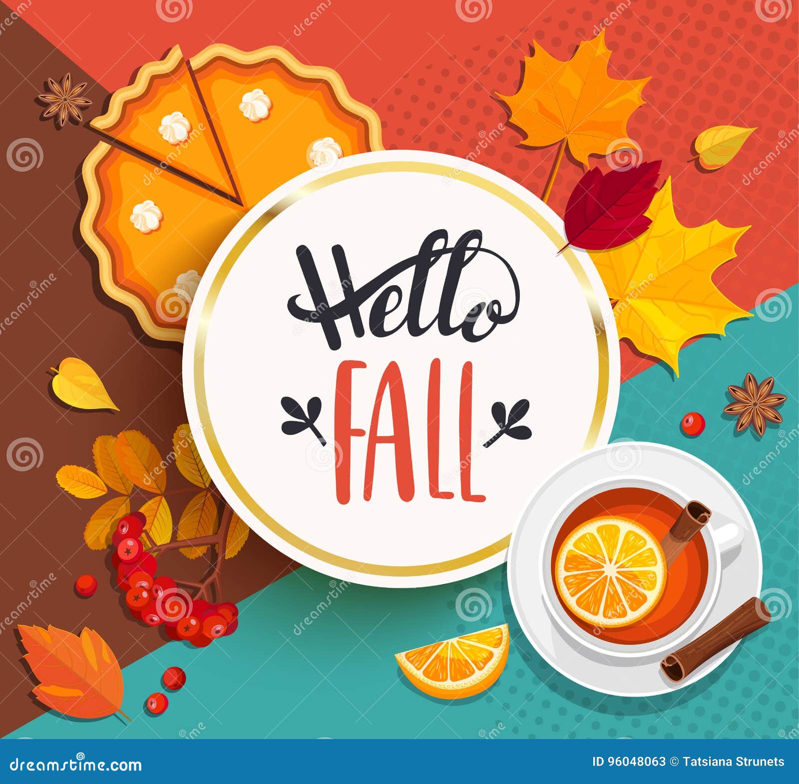 hello fall lettering in gold frame.