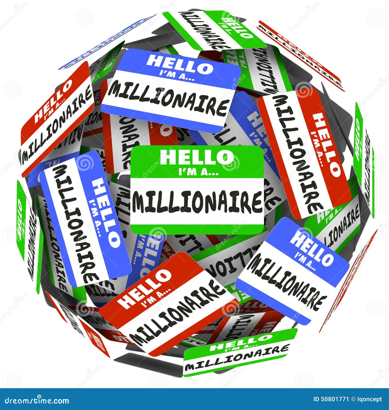 hello i'm a millionaire nametag sticker sphere earn money rich w
