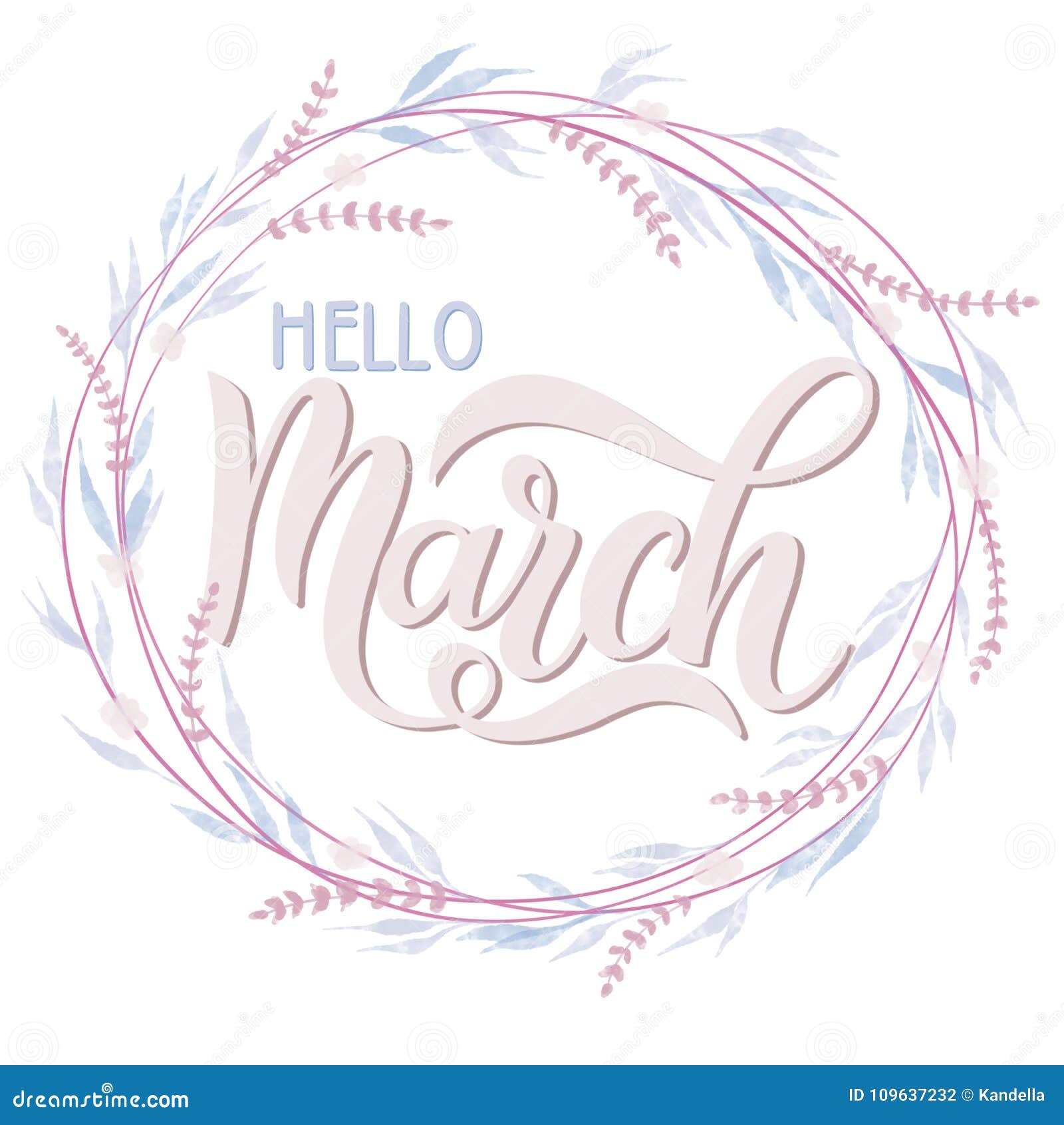 Hello March Spring Lettering Elements For Invitations Posters